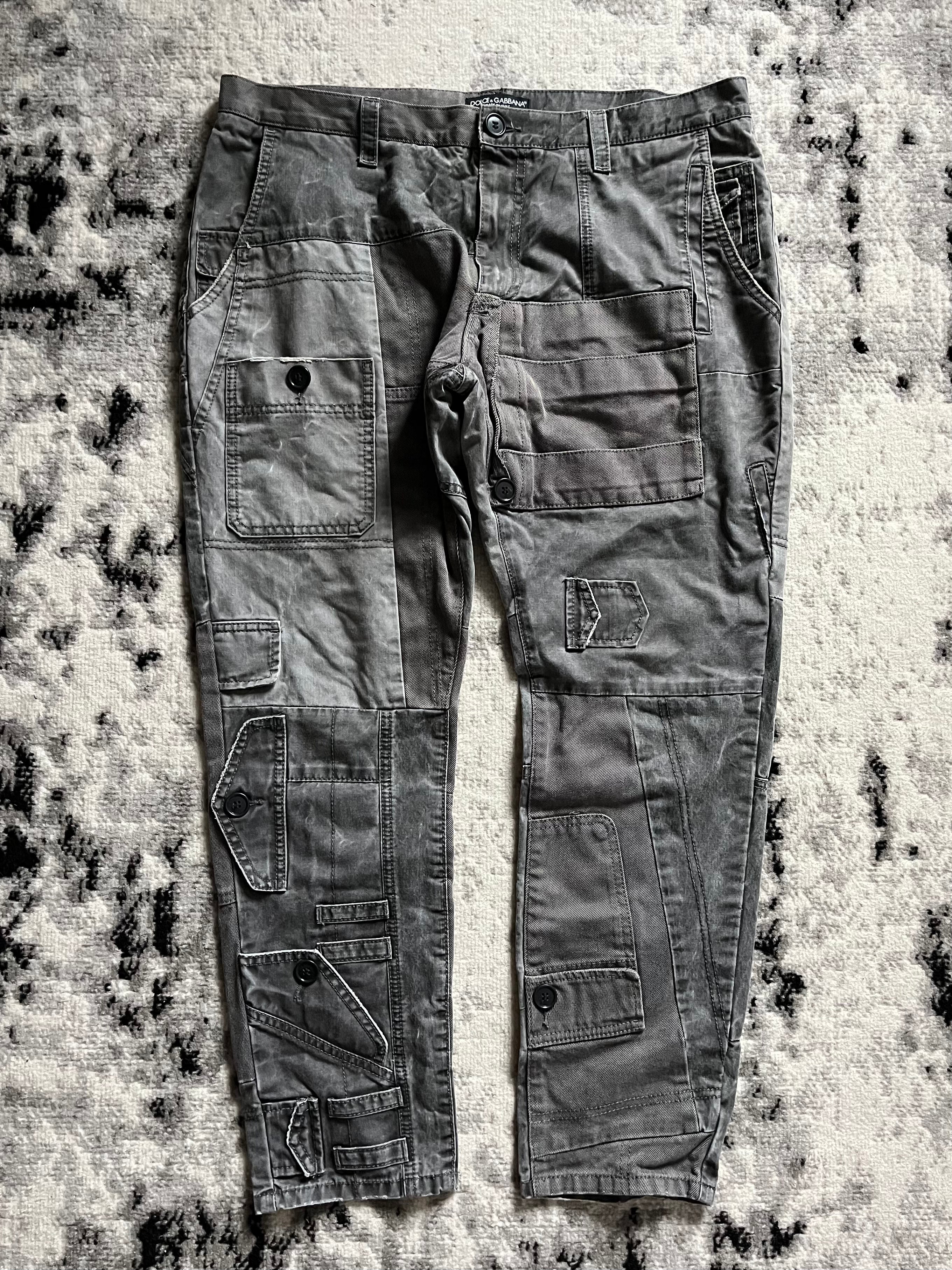AW11 Dolce & Gabbana Neutral Multiple Pocket Cargo Pants