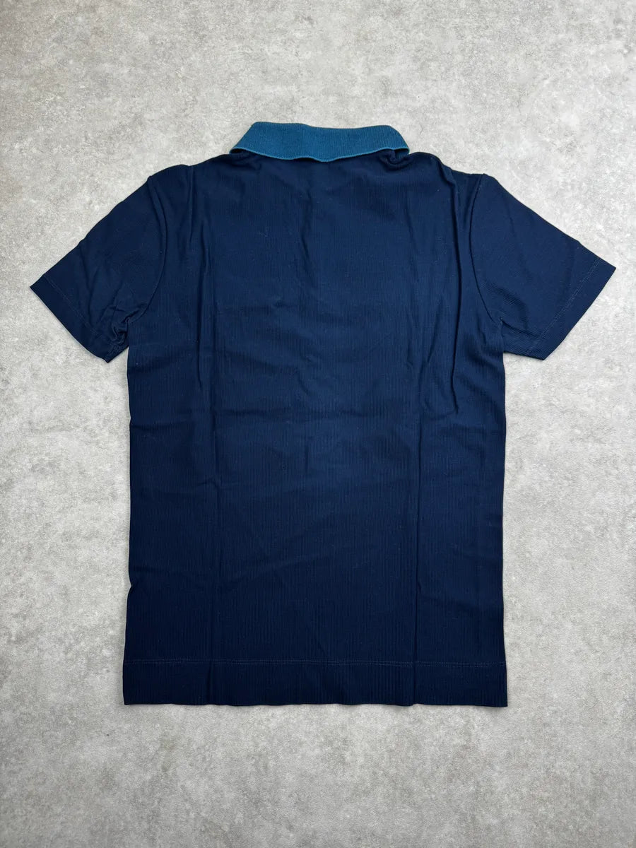 SS2011 Balenciaga Navy Contrast Textured Knit Polo ySEZjndG 1