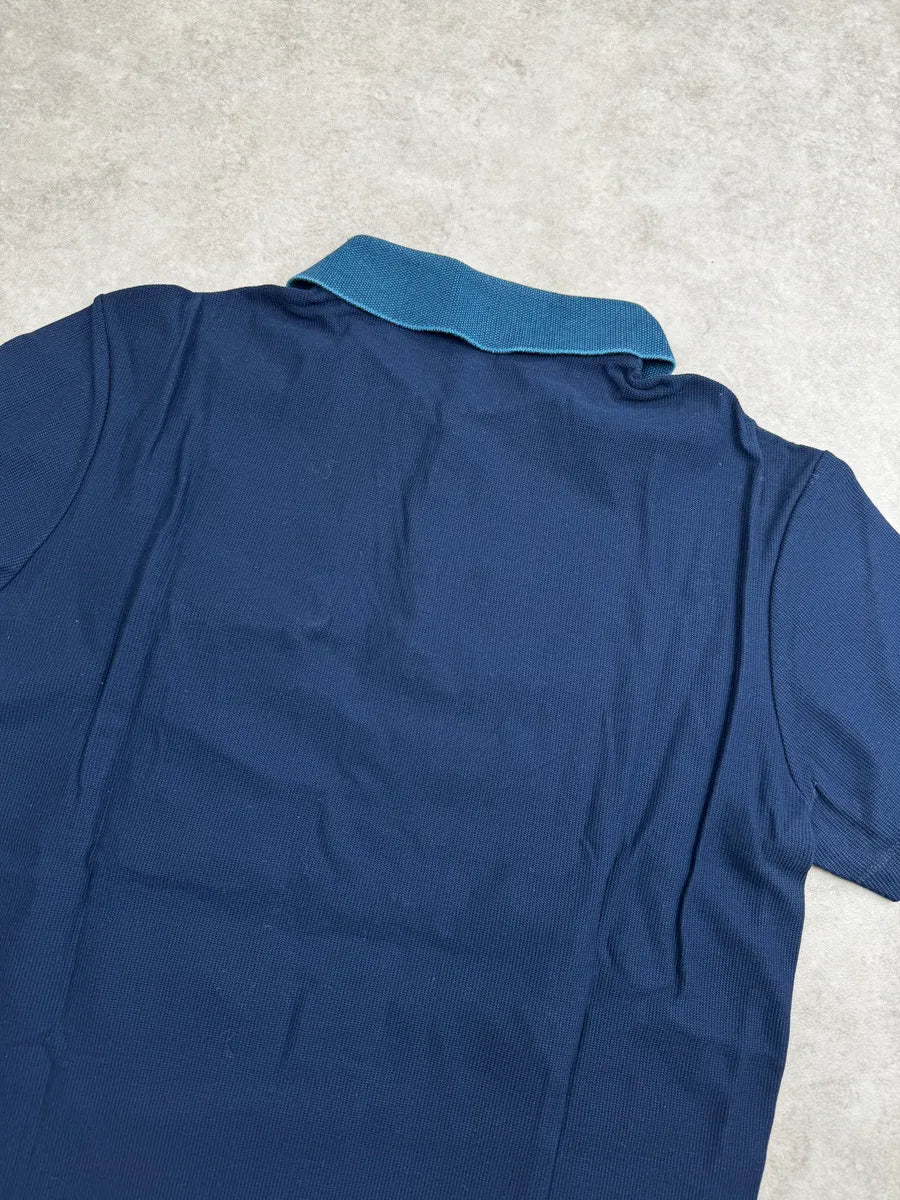 SS2011 Balenciaga Navy Contrast Textured Knit Polo ySEZjndG 5