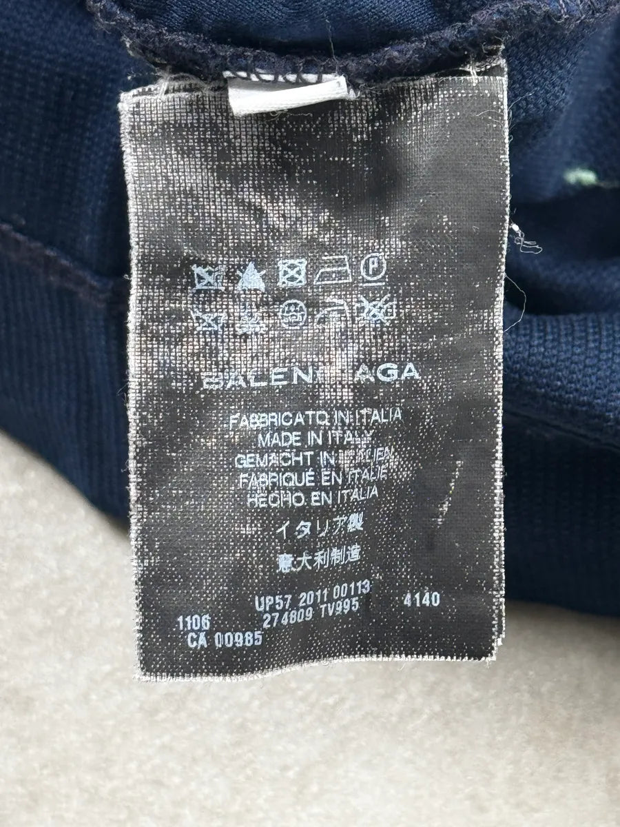 SS2011 Balenciaga Navy Contrast Textured Knit Polo ySEZjndG 9
