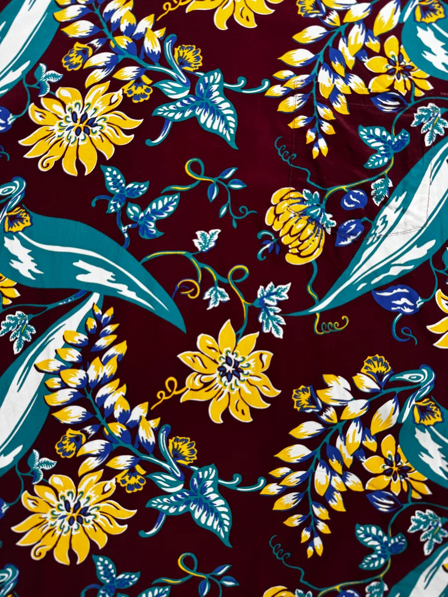 SS2014 Prada Burgundy Floral Hawaii Palm Tree T-Shirt UOkEIyzx 6