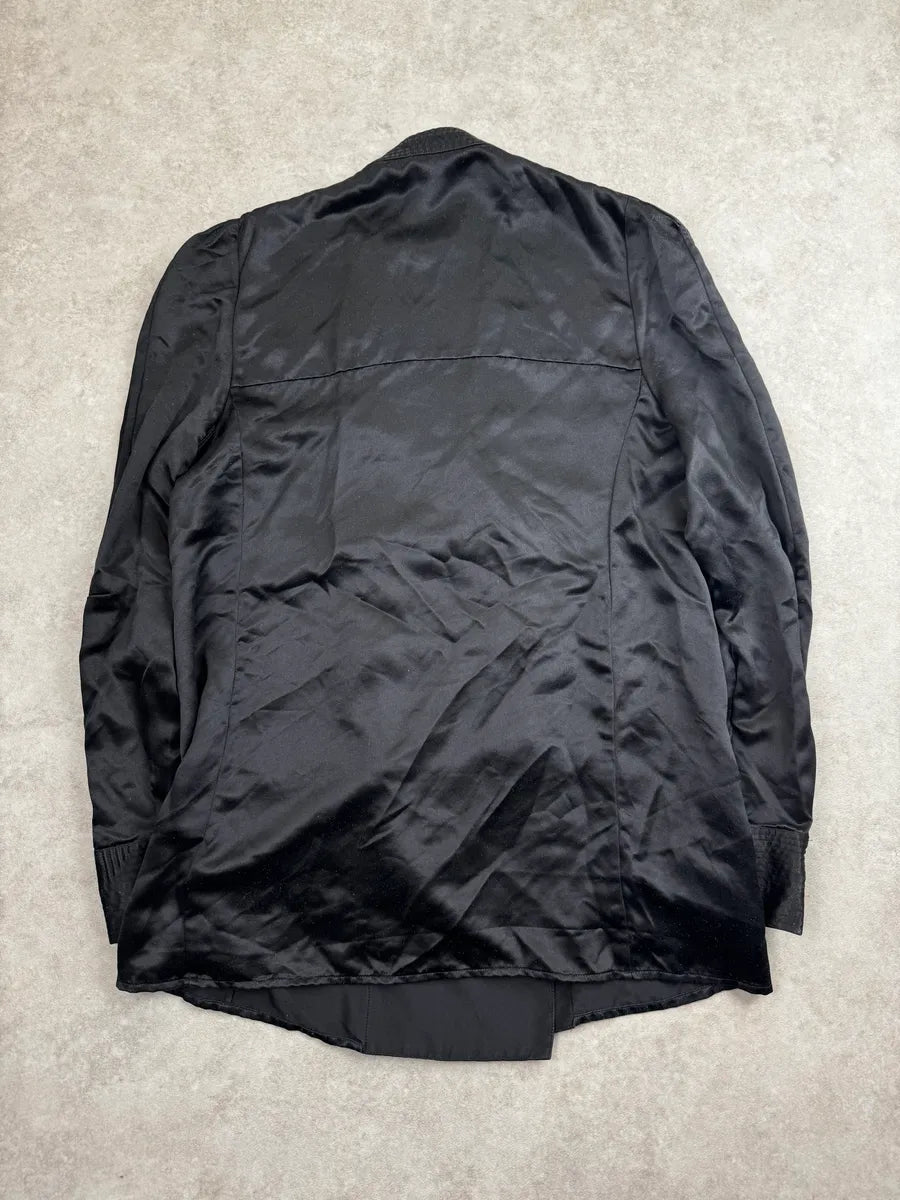 AW2015 Balmain X H&M Black Double-Breasted Light Silk Jacket IHzQROuy 3