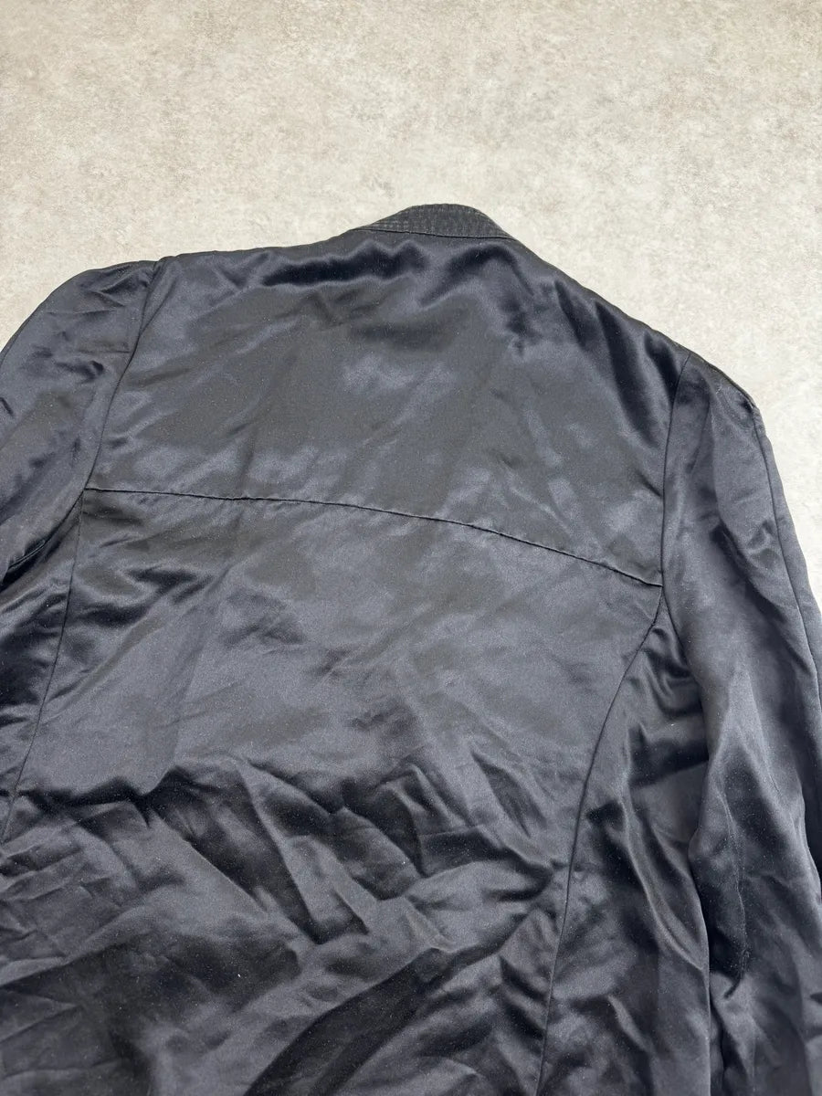 AW2015 Balmain X H&M Black Double-Breasted Light Silk Jacket IHzQROuy 8