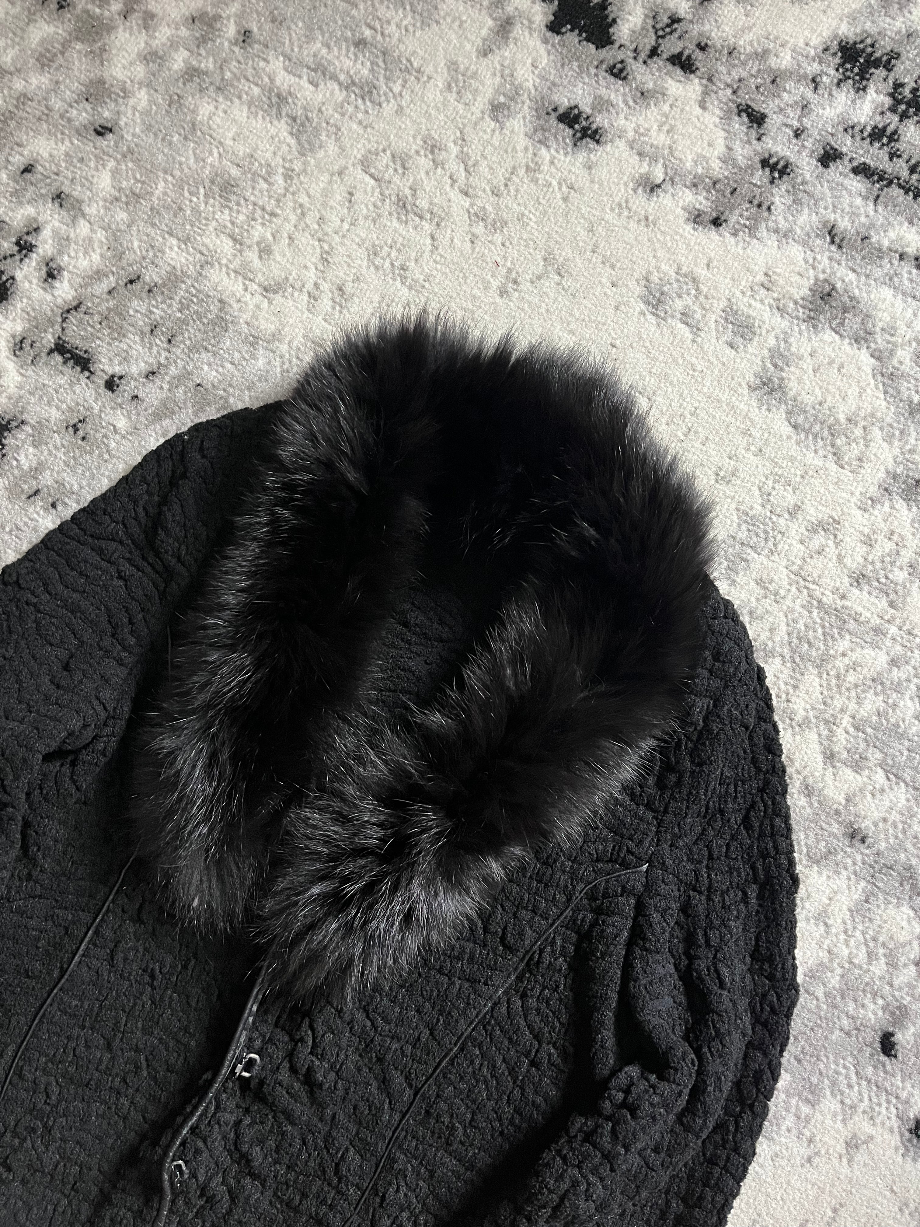 00s Roberto Cavalli Class Plisse ファー シャドウ カーディガン (XS/S)