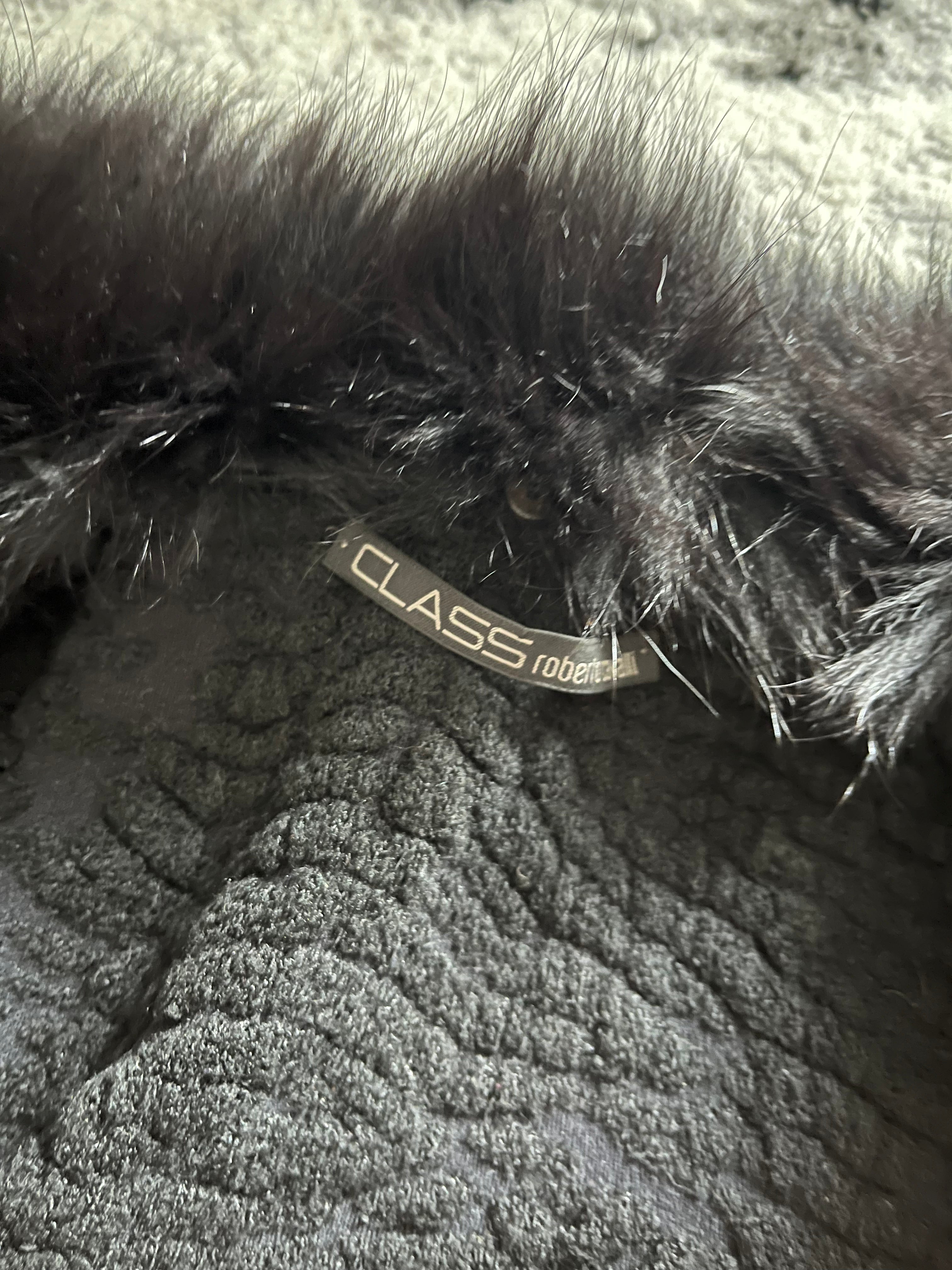 00s Roberto Cavalli Class Plisse ファー シャドウ カーディガン (XS/S)