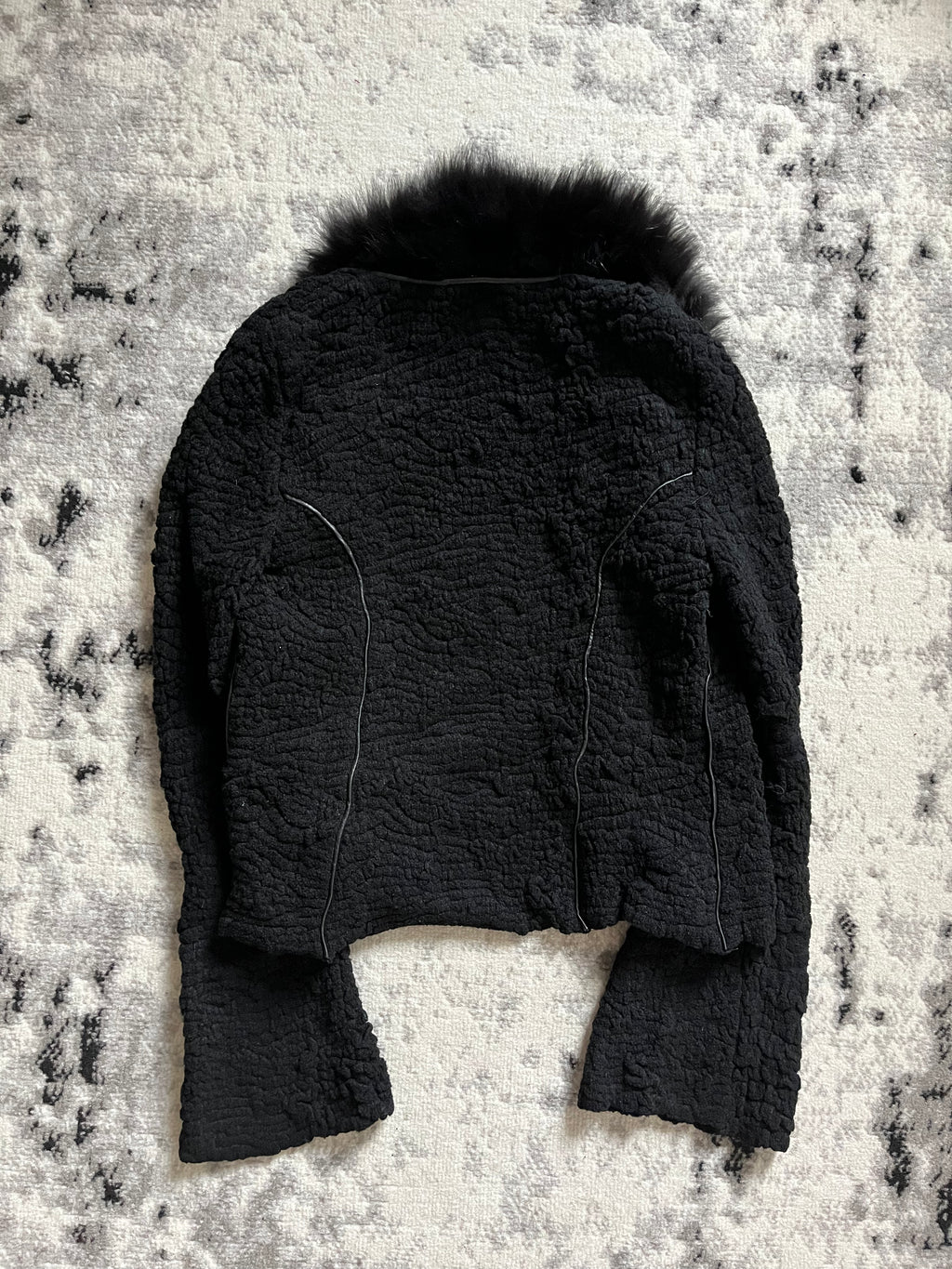 00s Roberto Cavalli Class Plisse ファー シャドウ カーディガン (XS/S)