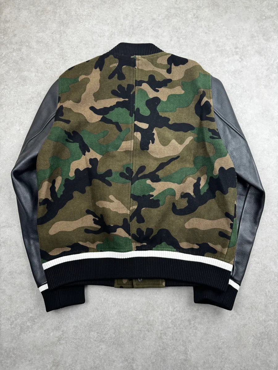 Valentino Green & Black Camouflage Teddy Leather Bomber Jacket gusHCjIV 1