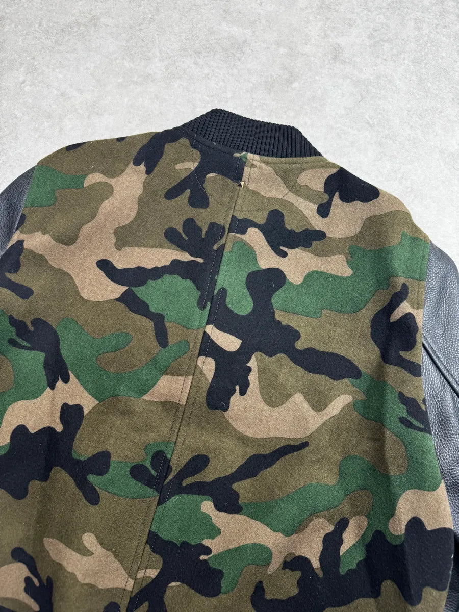 Valentino Green & Black Camouflage Teddy Leather Bomber Jacket gusHCjIV 5