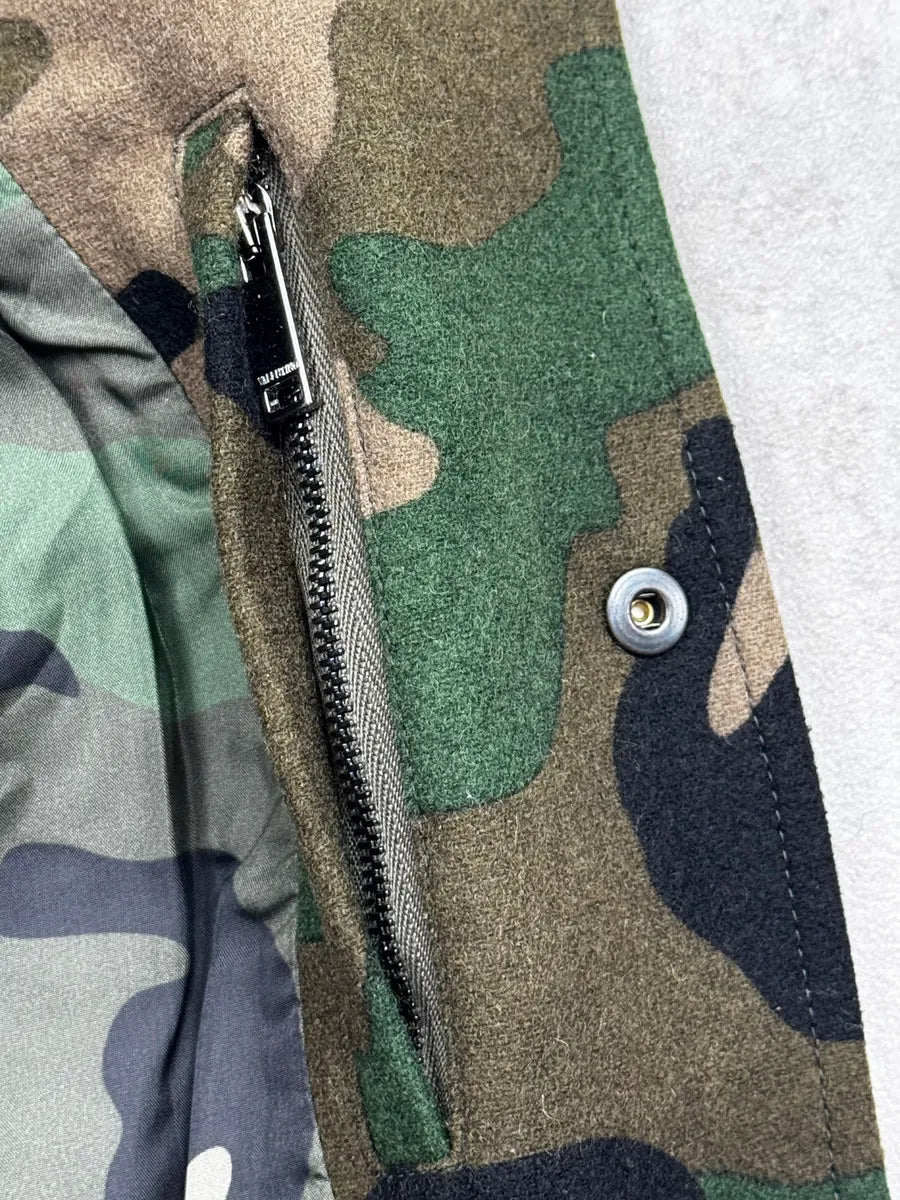 Valentino Green & Black Camouflage Teddy Leather Bomber Jacket gusHCjIV 10