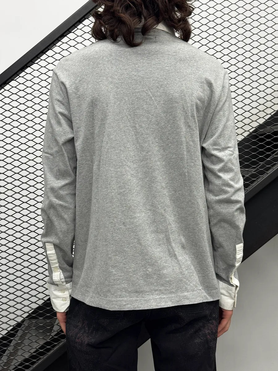 AW2010 Dirk Bikkembergs Grey Trompe L’Oeil Collar Sweater DArXKGfe 2