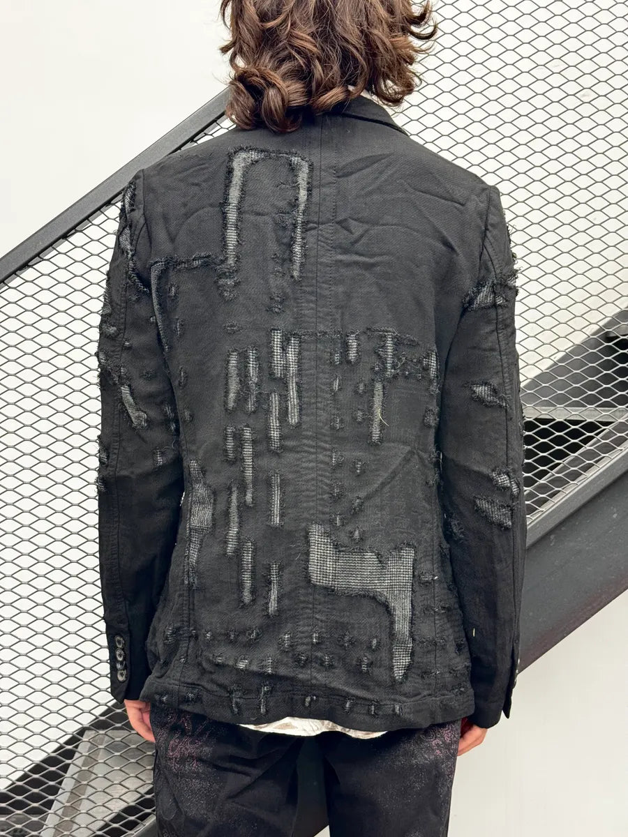 2000s Marithé + François Girbaud Black Distressed Patchwork Blazer Jacket JXMYdeIZ 3