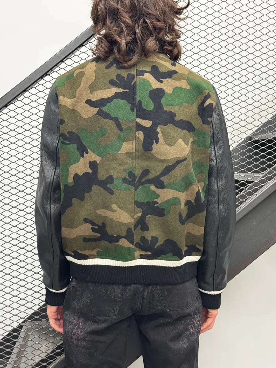 Valentino Green & Black Camouflage Teddy Leather Bomber Jacket gusHCjIV 3