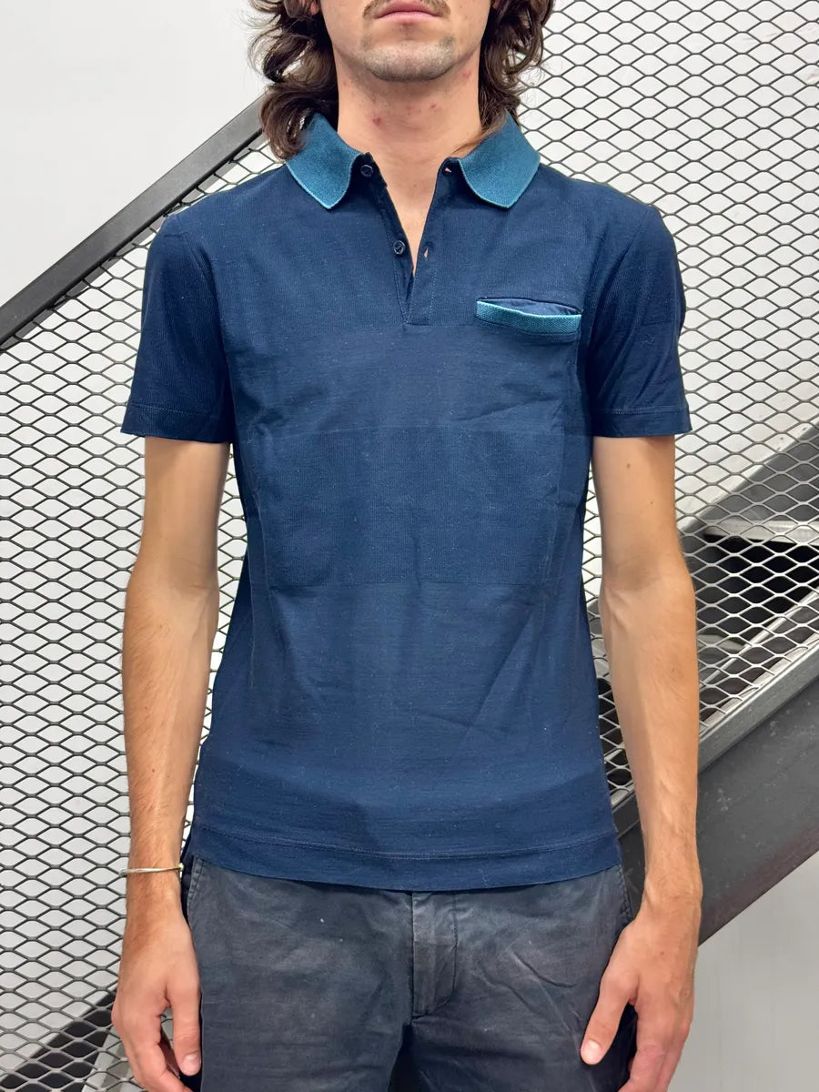 SS2011 Balenciaga Navy Contrast Textured Knit Polo ySEZjndG 2