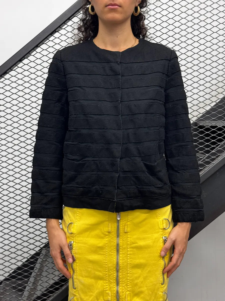 SS2008 Prada Black Striped Panels Light Jacket mUHdneOZ 0