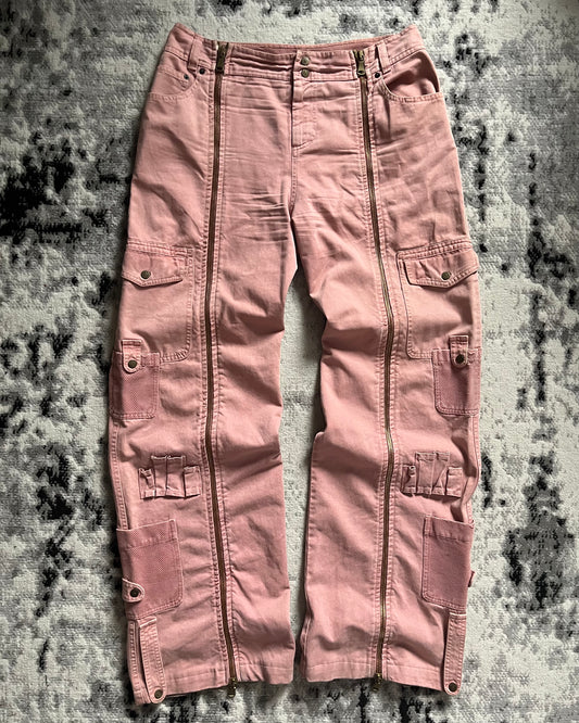 SS2003 Dolce &amp; Gabbana 全拉链飞行员工装粉色长裤 (L/XL)