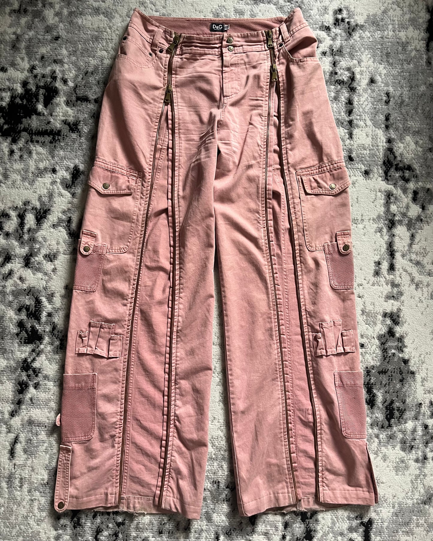 SS2003 Dolce & Gabbana Full Zip Aviator Cargo Pink Pants (L/XL)