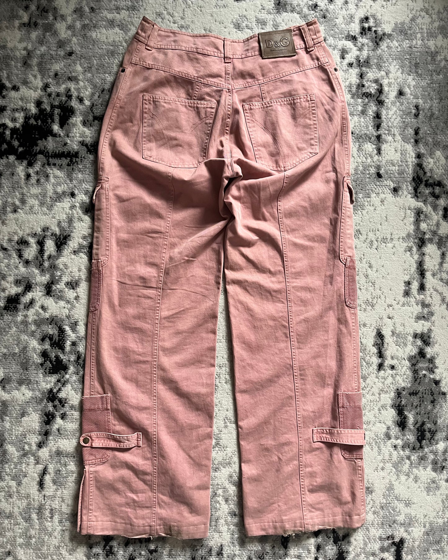 SS2003 Dolce & Gabbana Full Zip Aviator Cargo Pink Pants (L/XL)