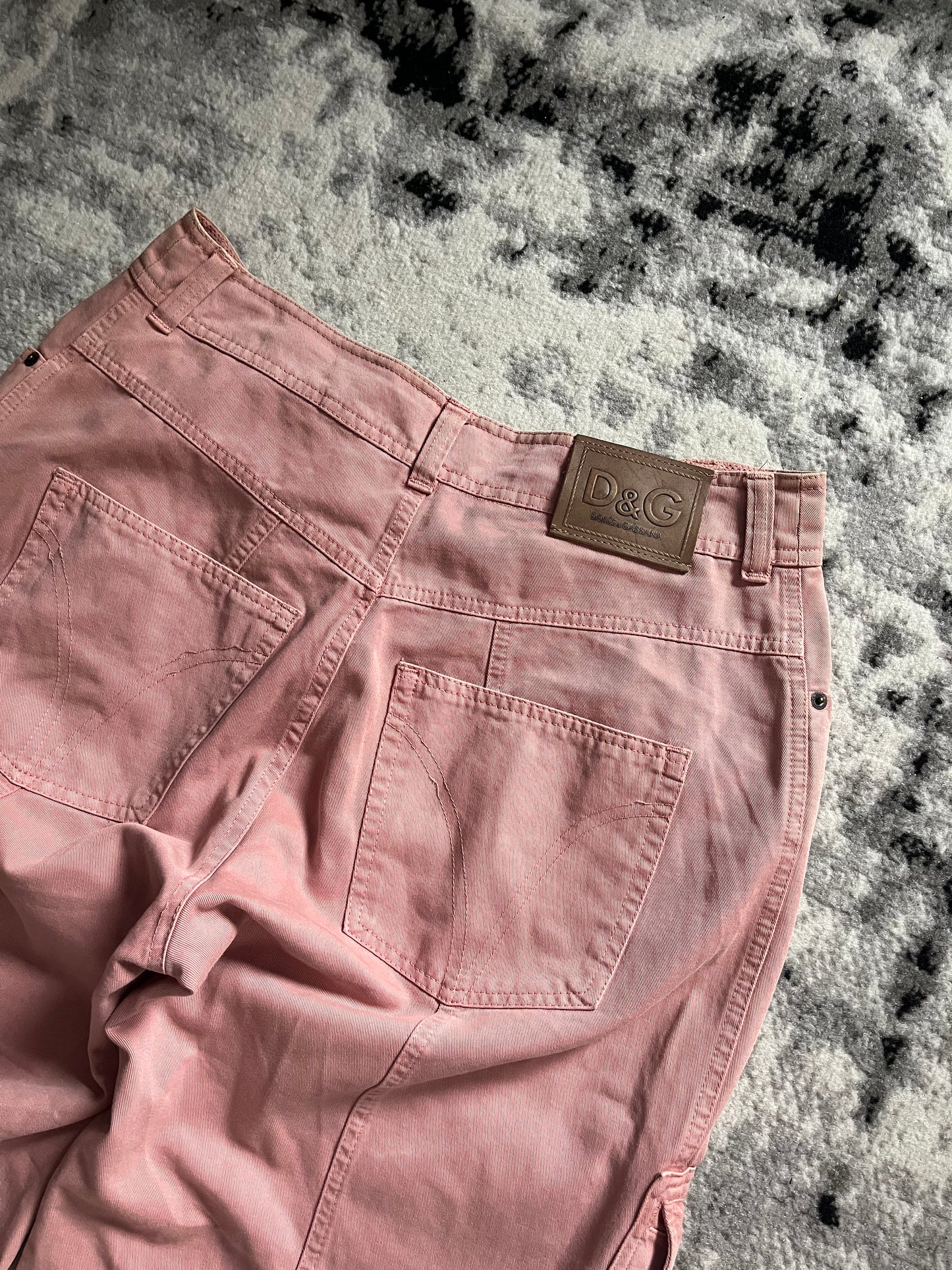 SS2003 Dolce &amp; Gabbana 全拉链飞行员工装粉色长裤 (L/XL)