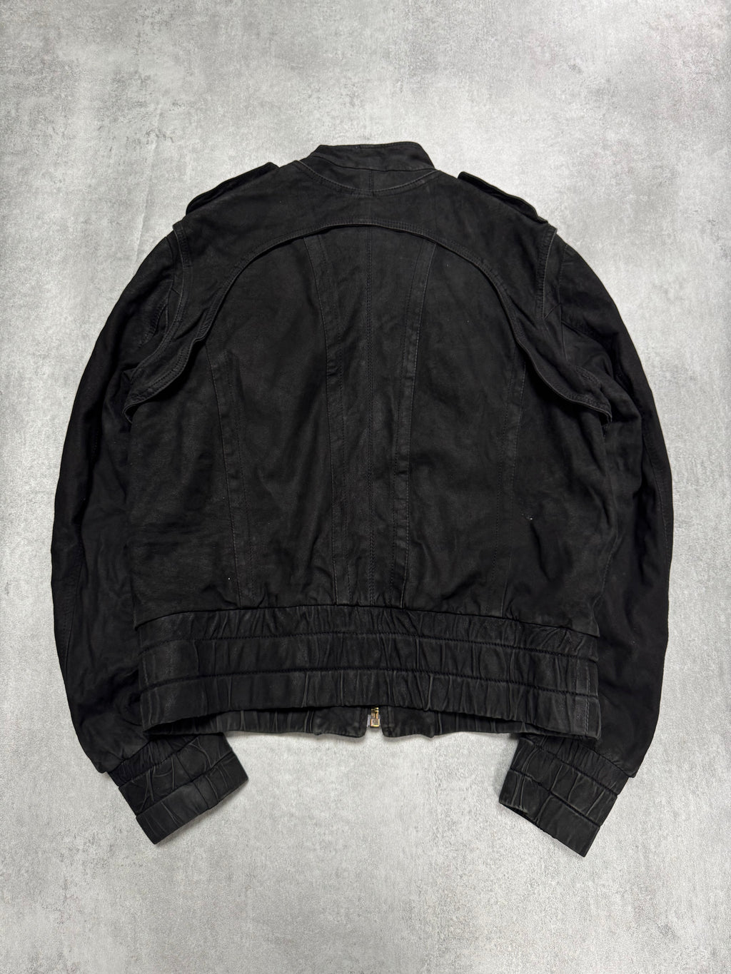 AW2007 Cavalli Black Cargo Multi Zips Brut Leather Jacket (M/L)
