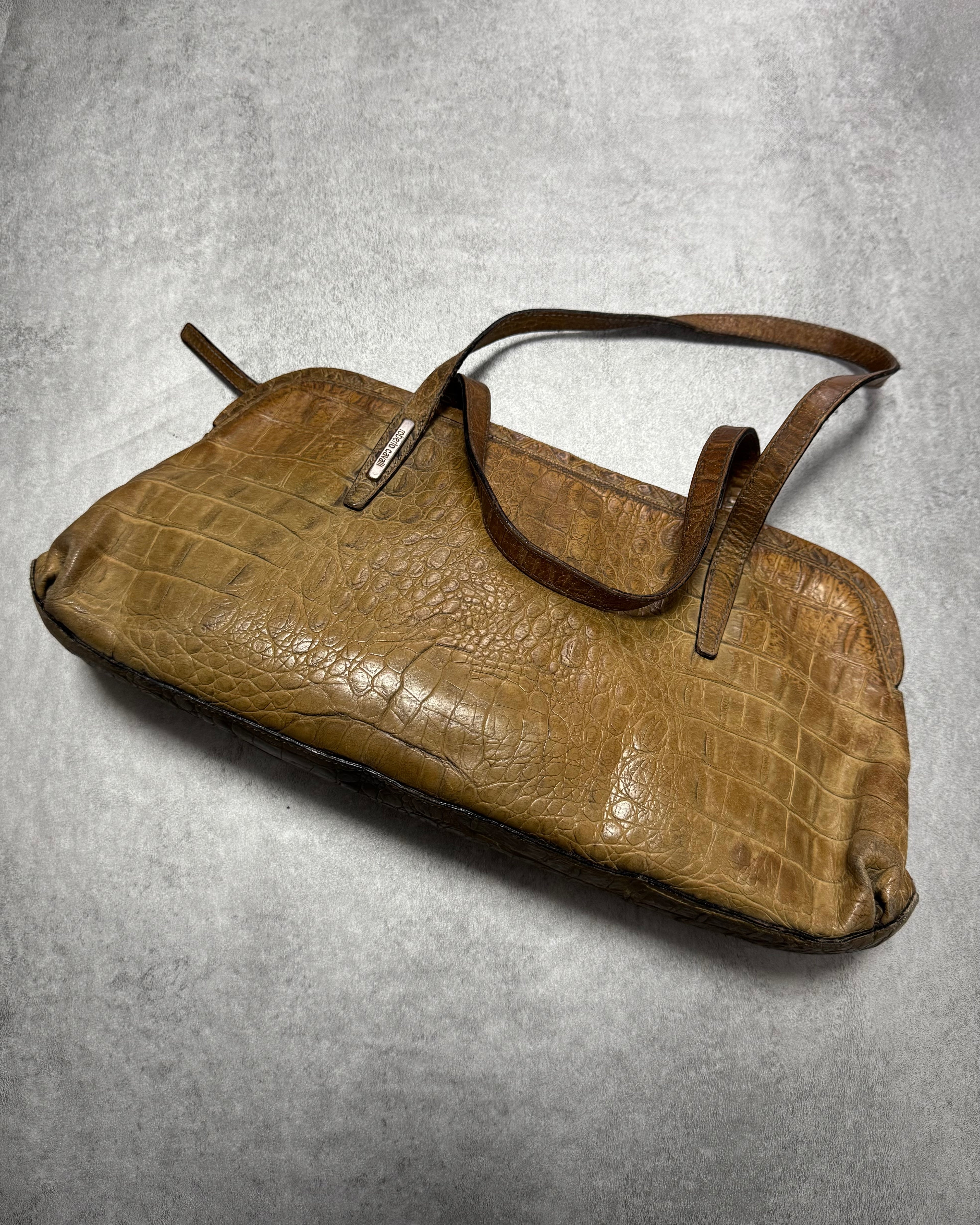 1990s Roberto Cavalli Crocodile Effect Leather HandBag (OS)