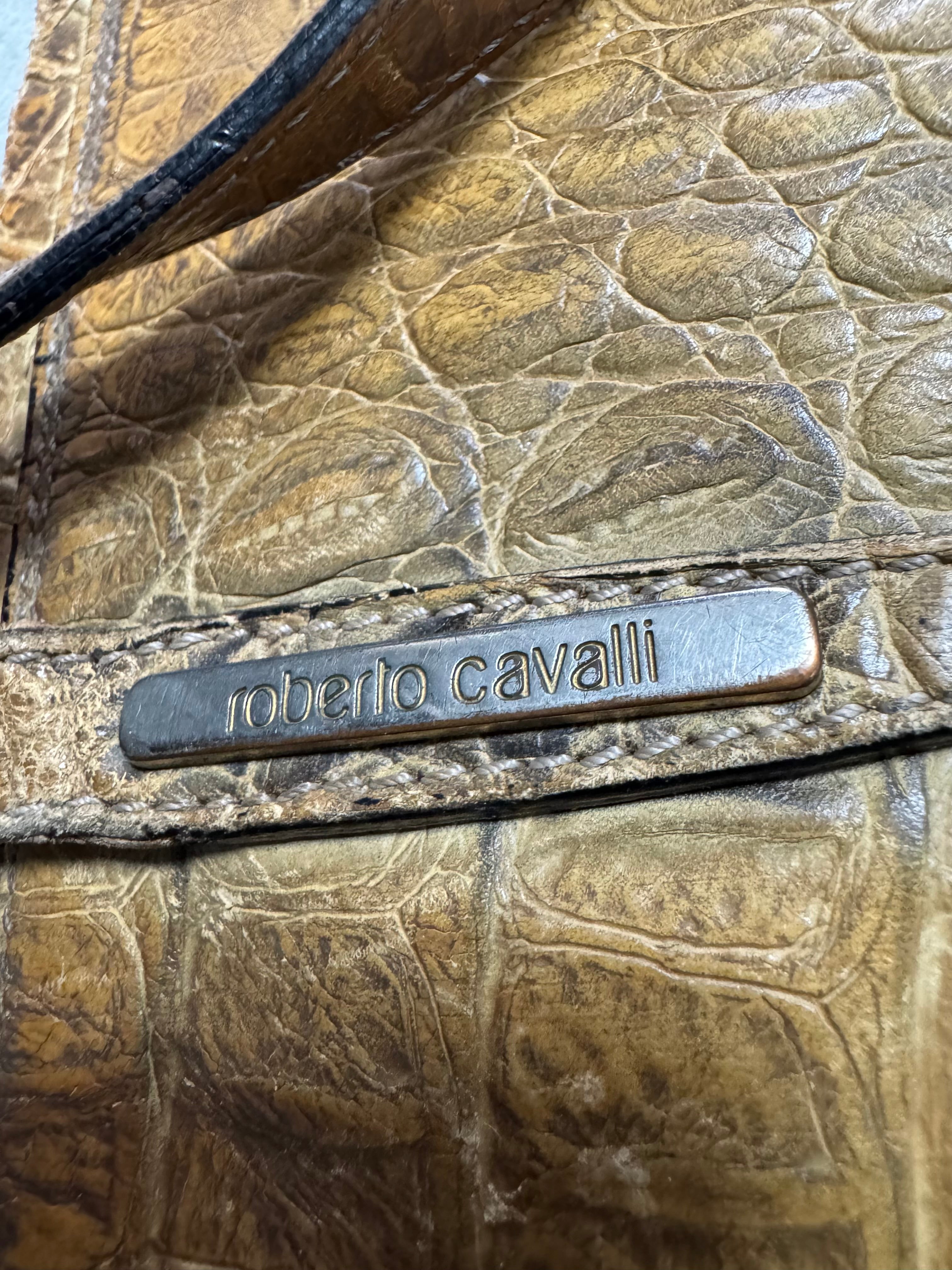 1990s Roberto Cavalli Crocodile Effect Leather HandBag (OS)