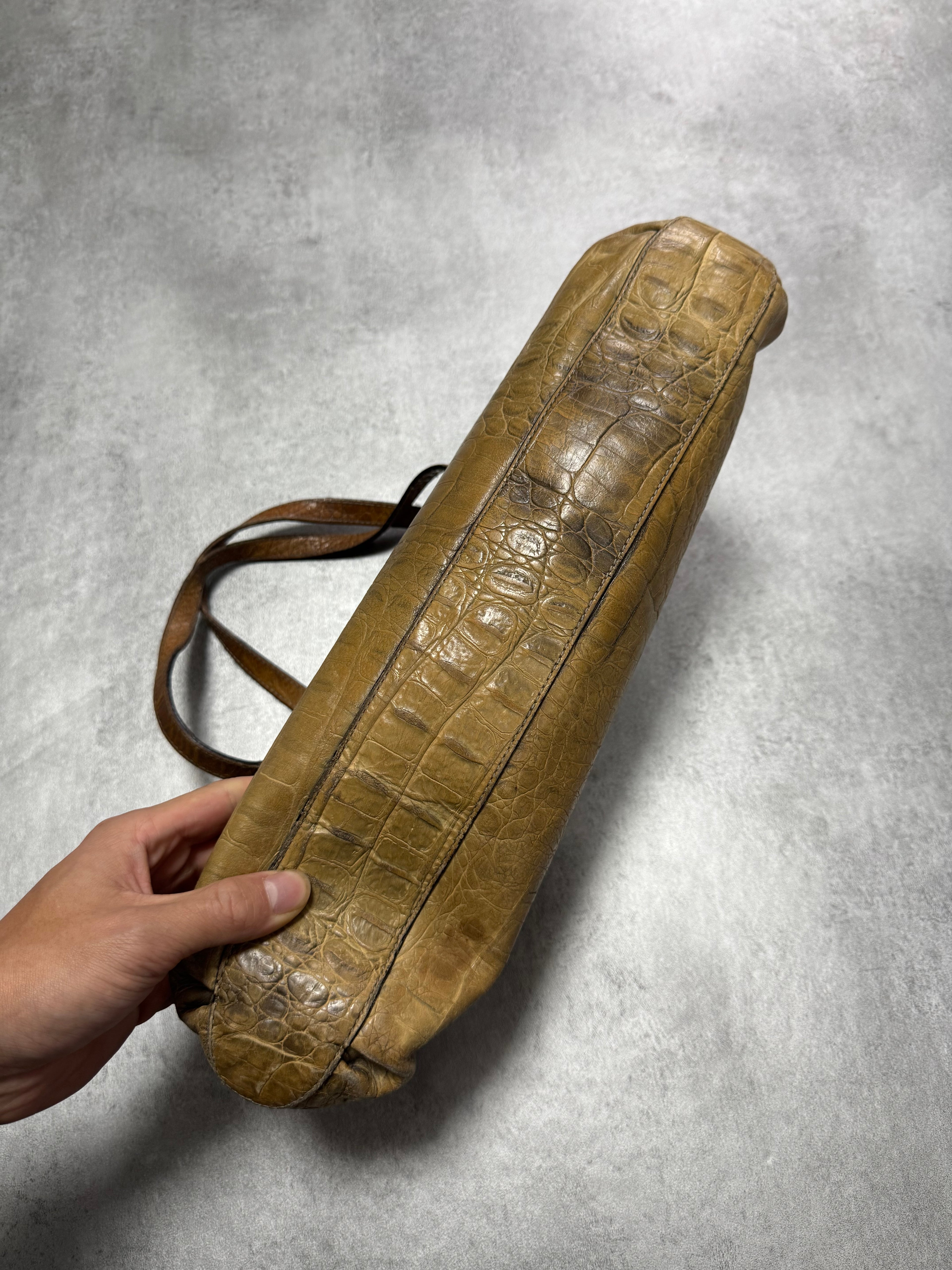 1990s Roberto Cavalli Crocodile Effect Leather HandBag (OS)