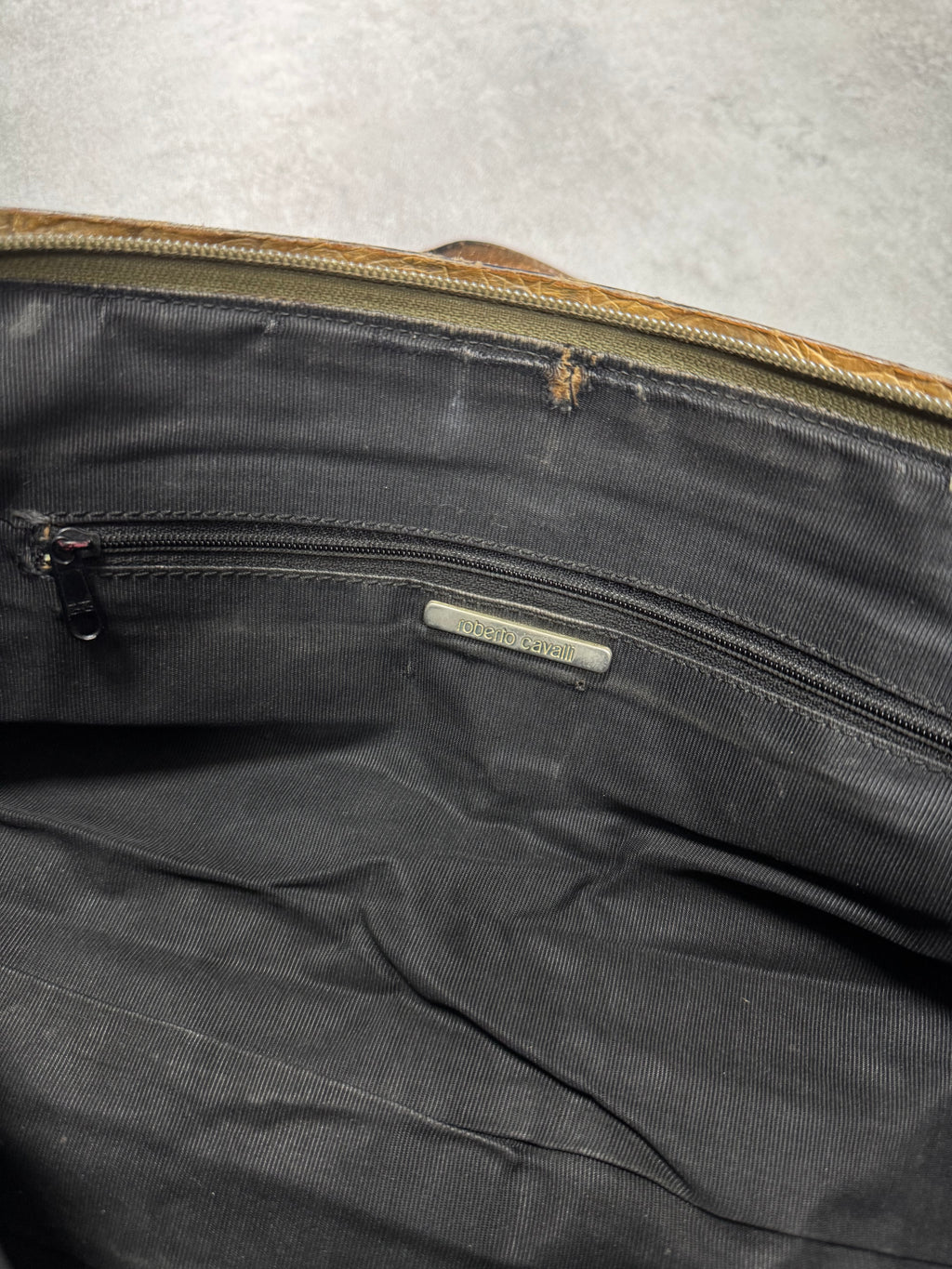 1990s Roberto Cavalli Crocodile Effect Leather HandBag (OS)