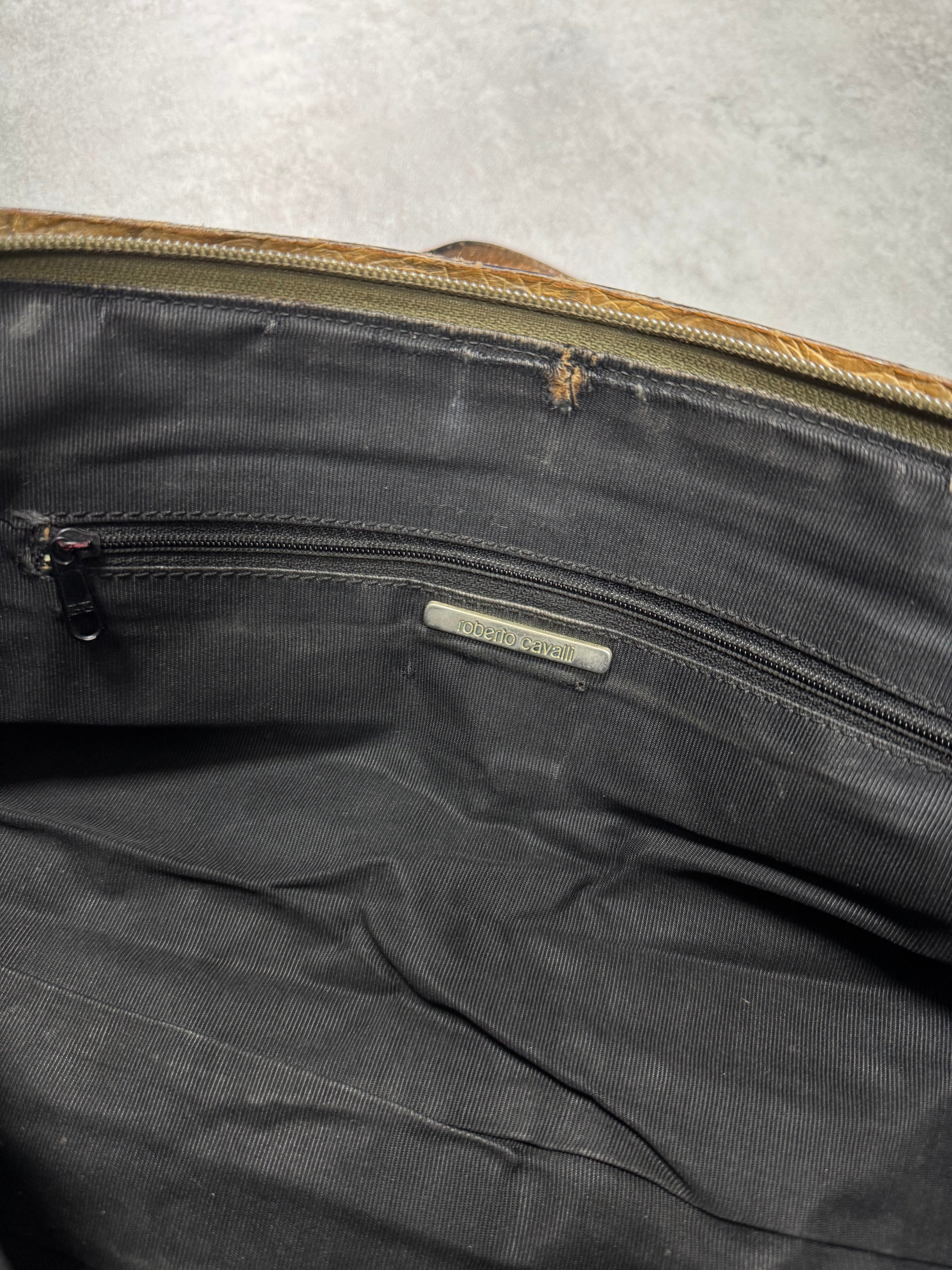 1990s Roberto Cavalli Crocodile Effect Leather HandBag (OS)