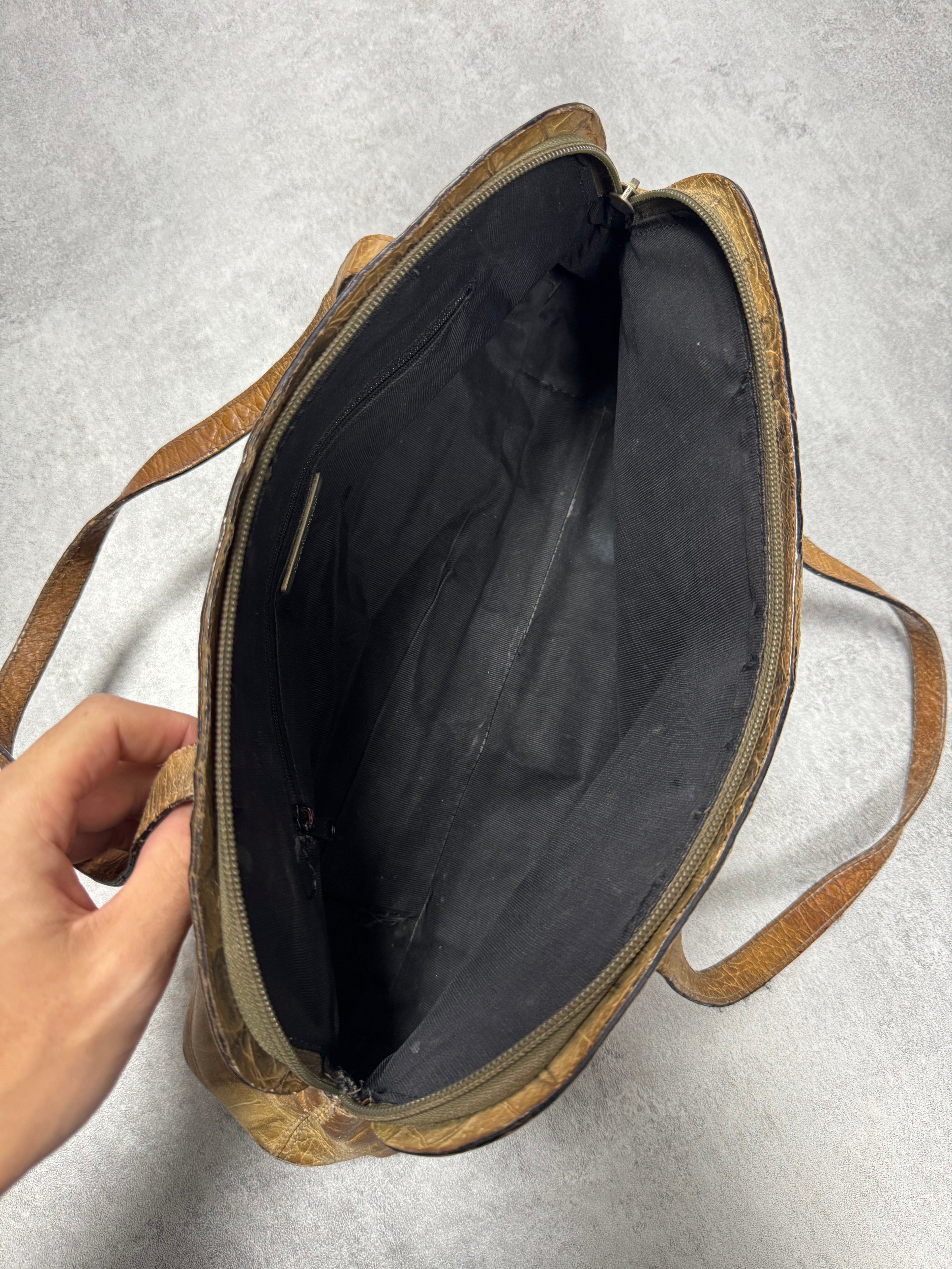 1990s Roberto Cavalli Crocodile Effect Leather HandBag (OS)