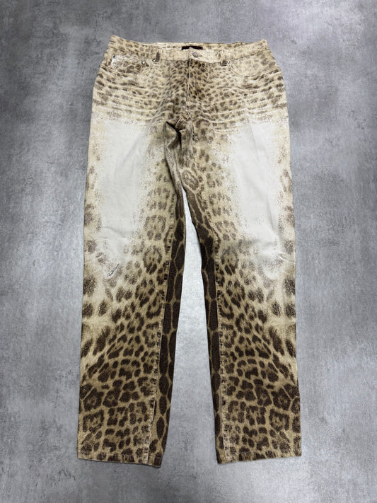 AW2002/03 Roberto Cavalli Jaguar White Faded Pants (M)