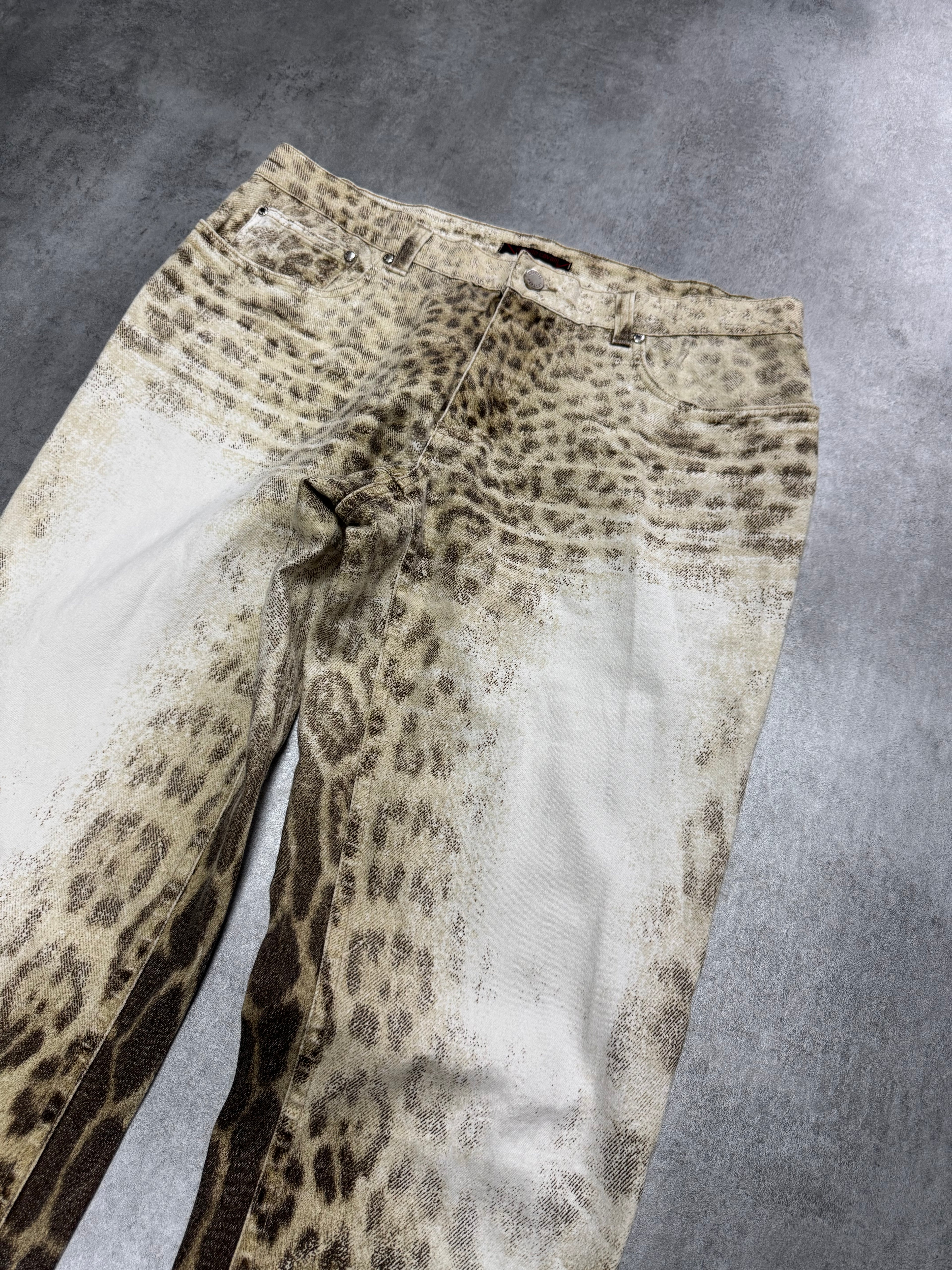 AW2002/03 Roberto Cavalli Jaguar White Faded Pants (M)