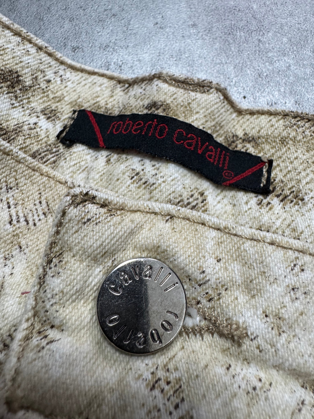 AW2002/03 Roberto Cavalli Jaguar White Faded Pants (M)