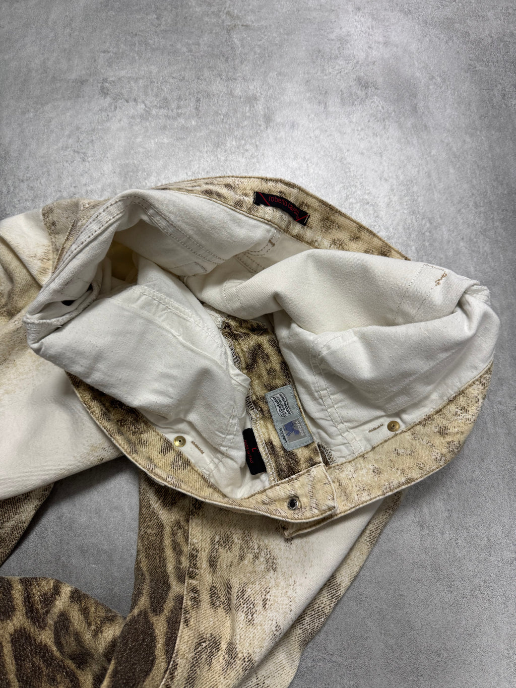 AW2002/03 Roberto Cavalli Jaguar White Faded Pants (M)