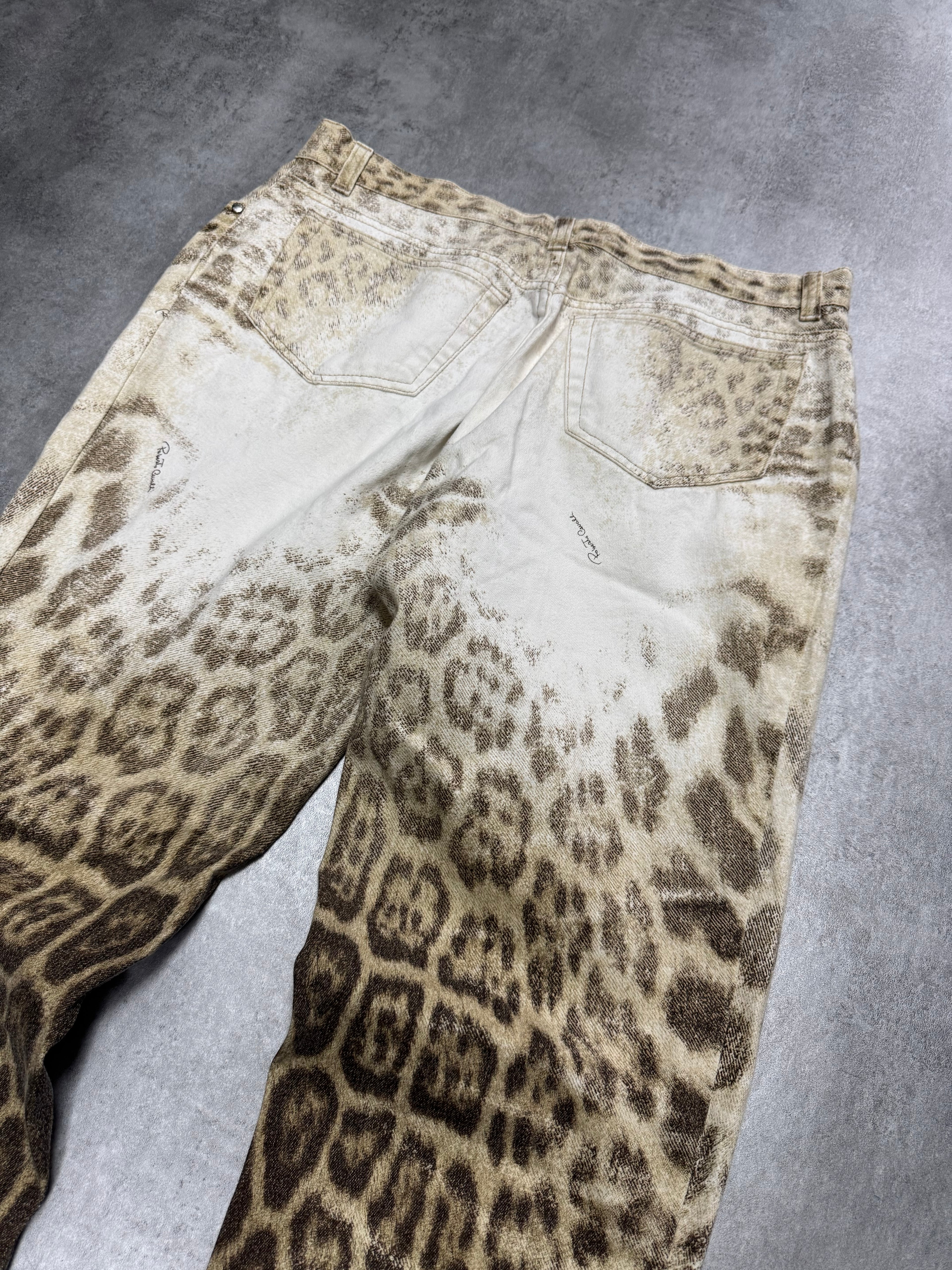 AW2002/03 Roberto Cavalli Jaguar White Faded Pants (M)