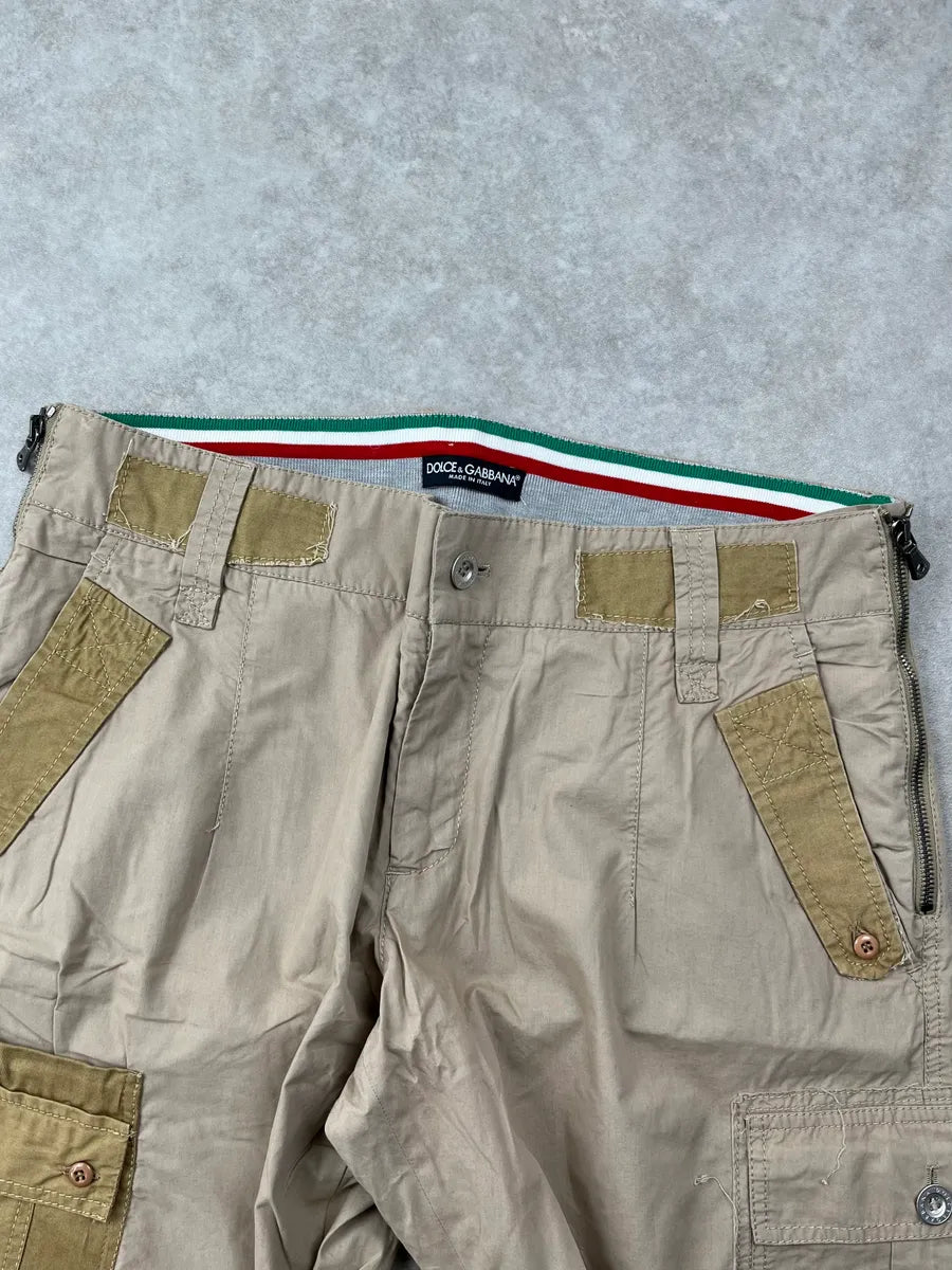 2000s Dolce & Gabbana Beige Contrast Panel Cargo Pants WQwfyqjo 5