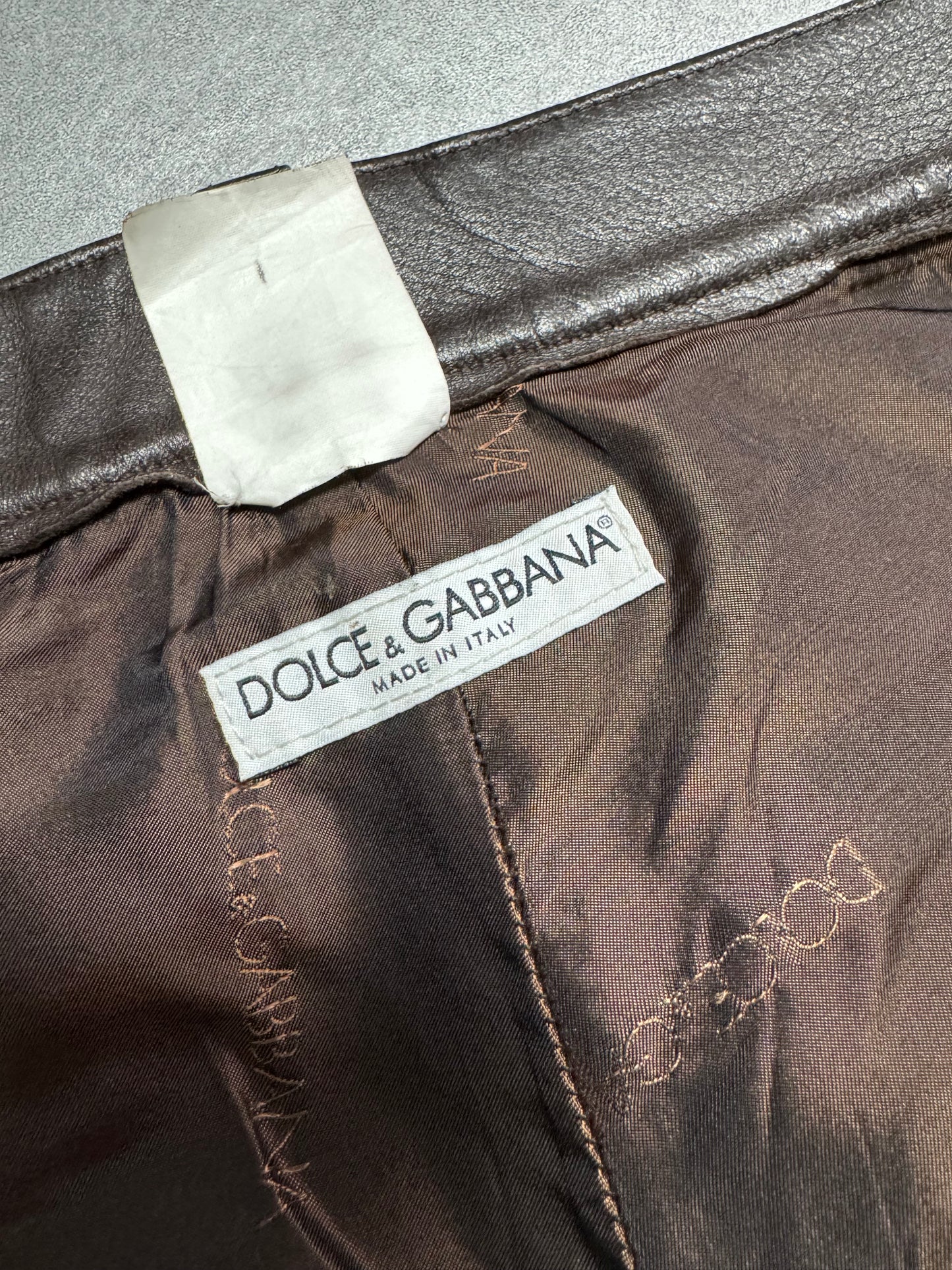 1990s Dolce & Gabbana Brown Leather Pants (S/M)