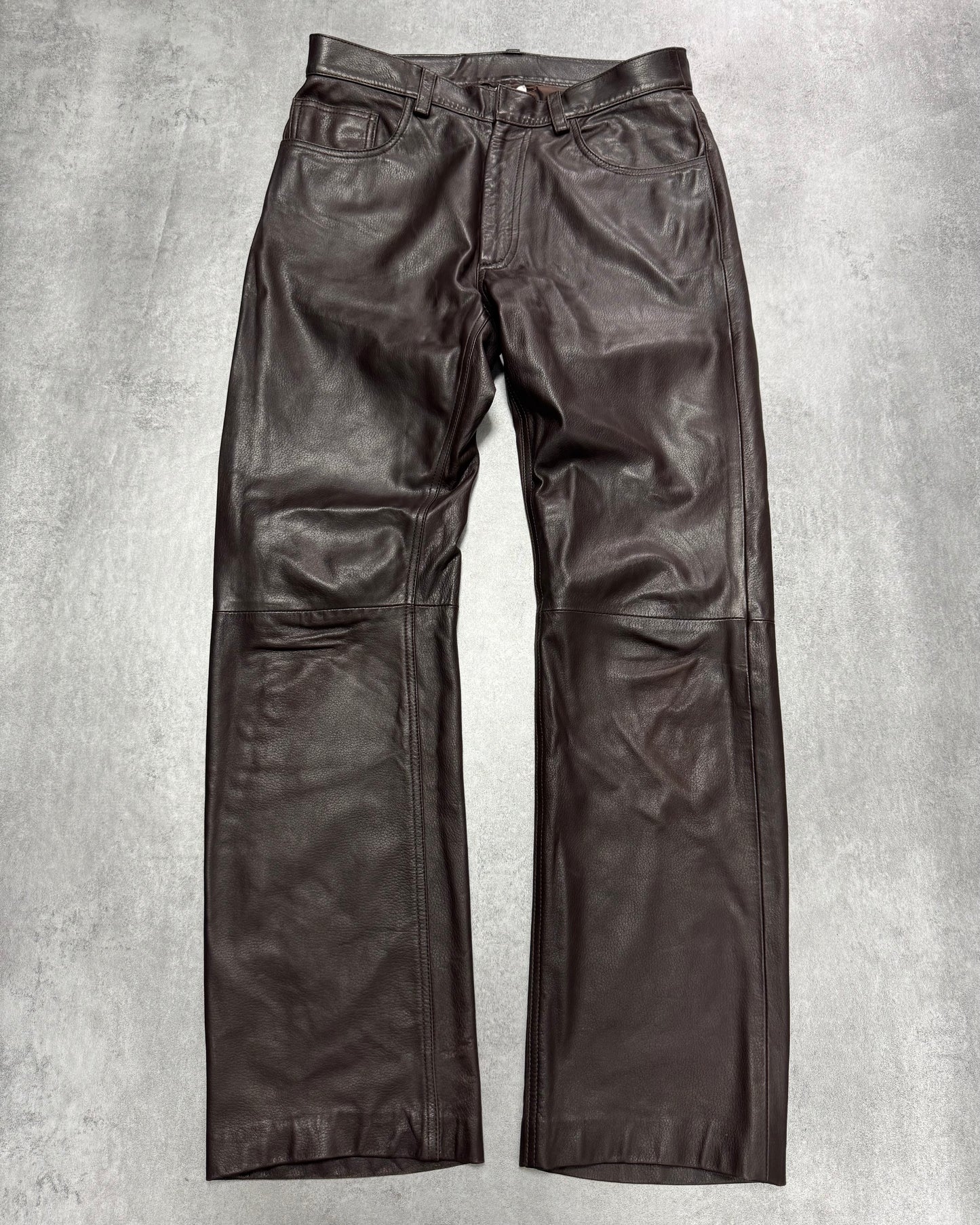 1990s Dolce & Gabbana Brown Leather Pants (S/M)