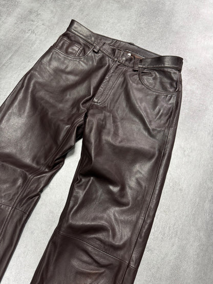 1990s Dolce & Gabbana Brown Leather Pants (S/M)