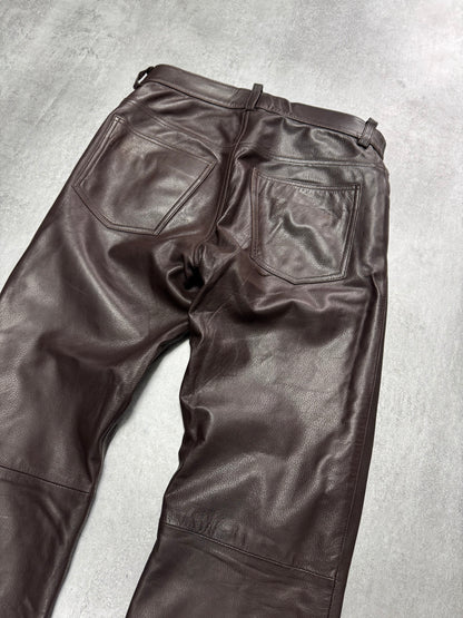 1990s Dolce & Gabbana Brown Leather Pants (S/M)