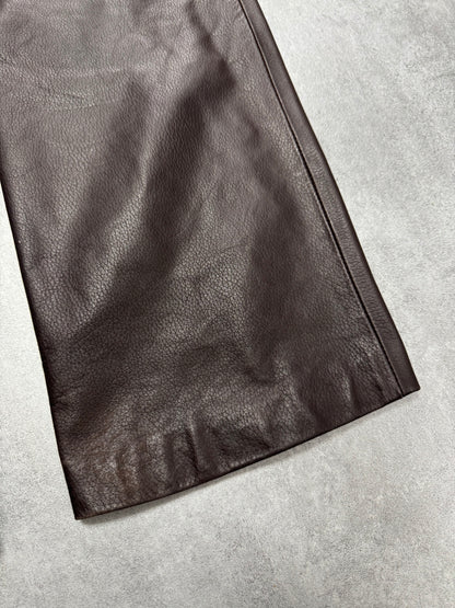 1990s Dolce & Gabbana Brown Leather Pants (S/M)