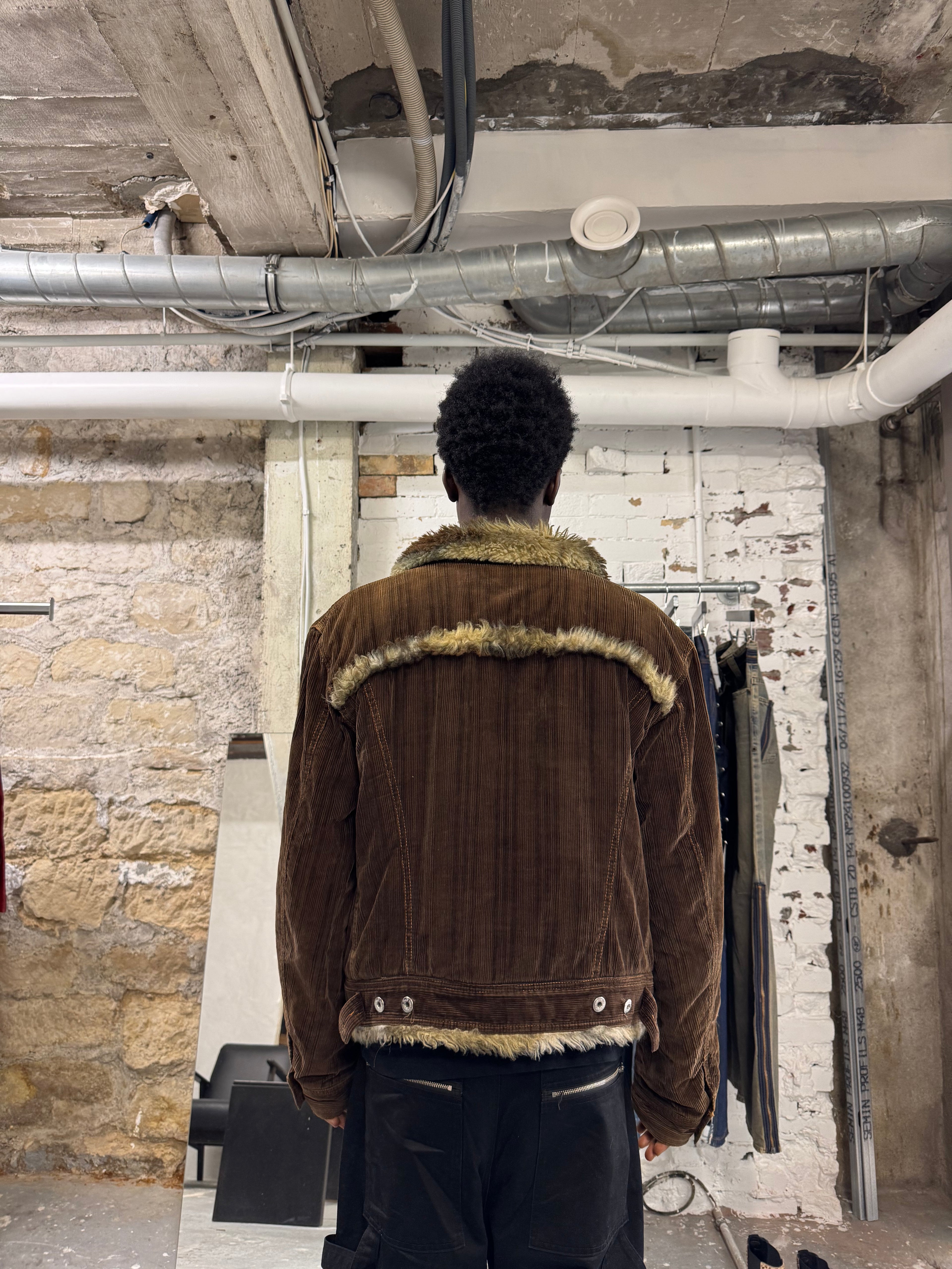 FW2001 Dolce & Gabbana Fur Striped Corduroy Jacket
