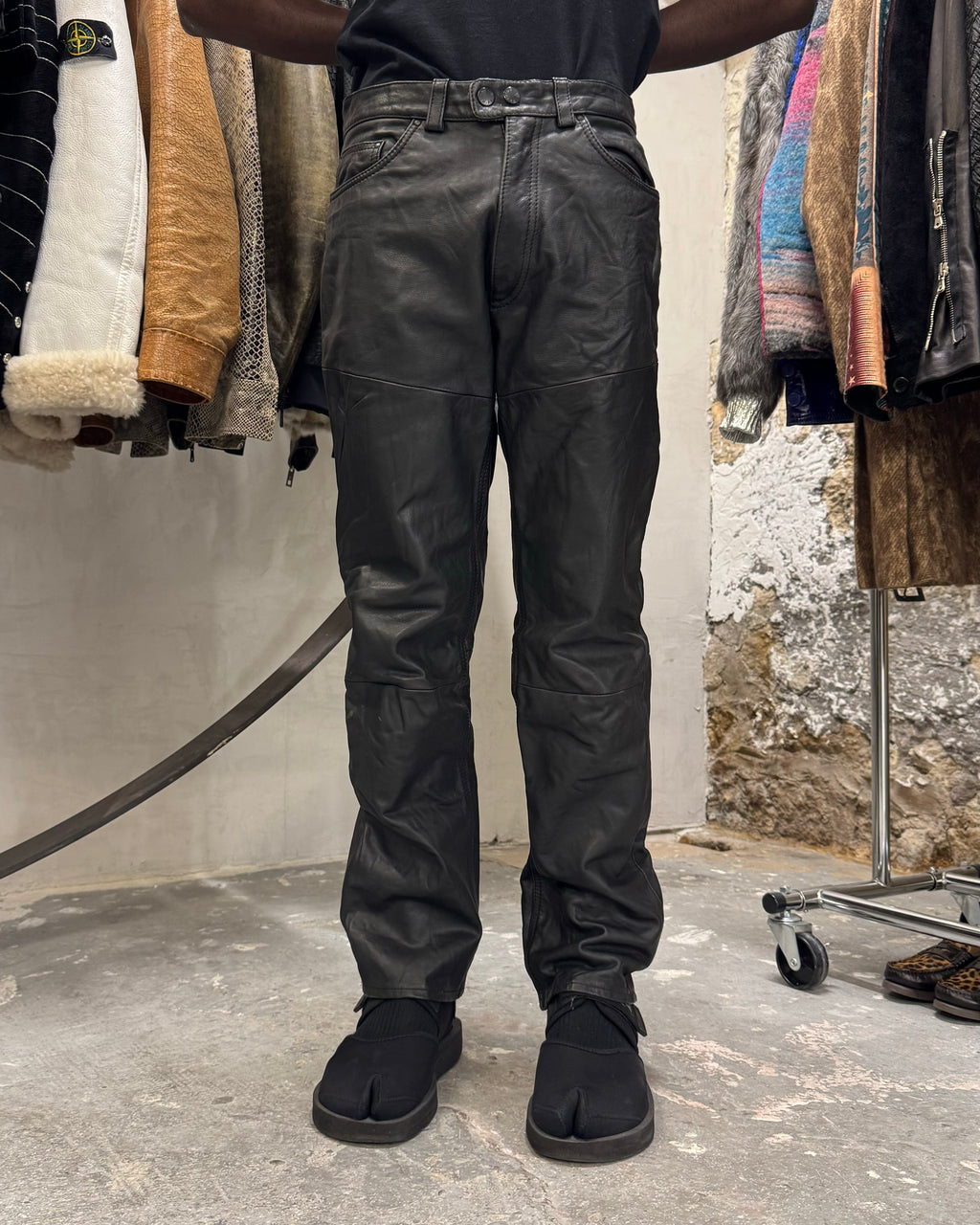 Dainese Black Moto Biker Leather Pants