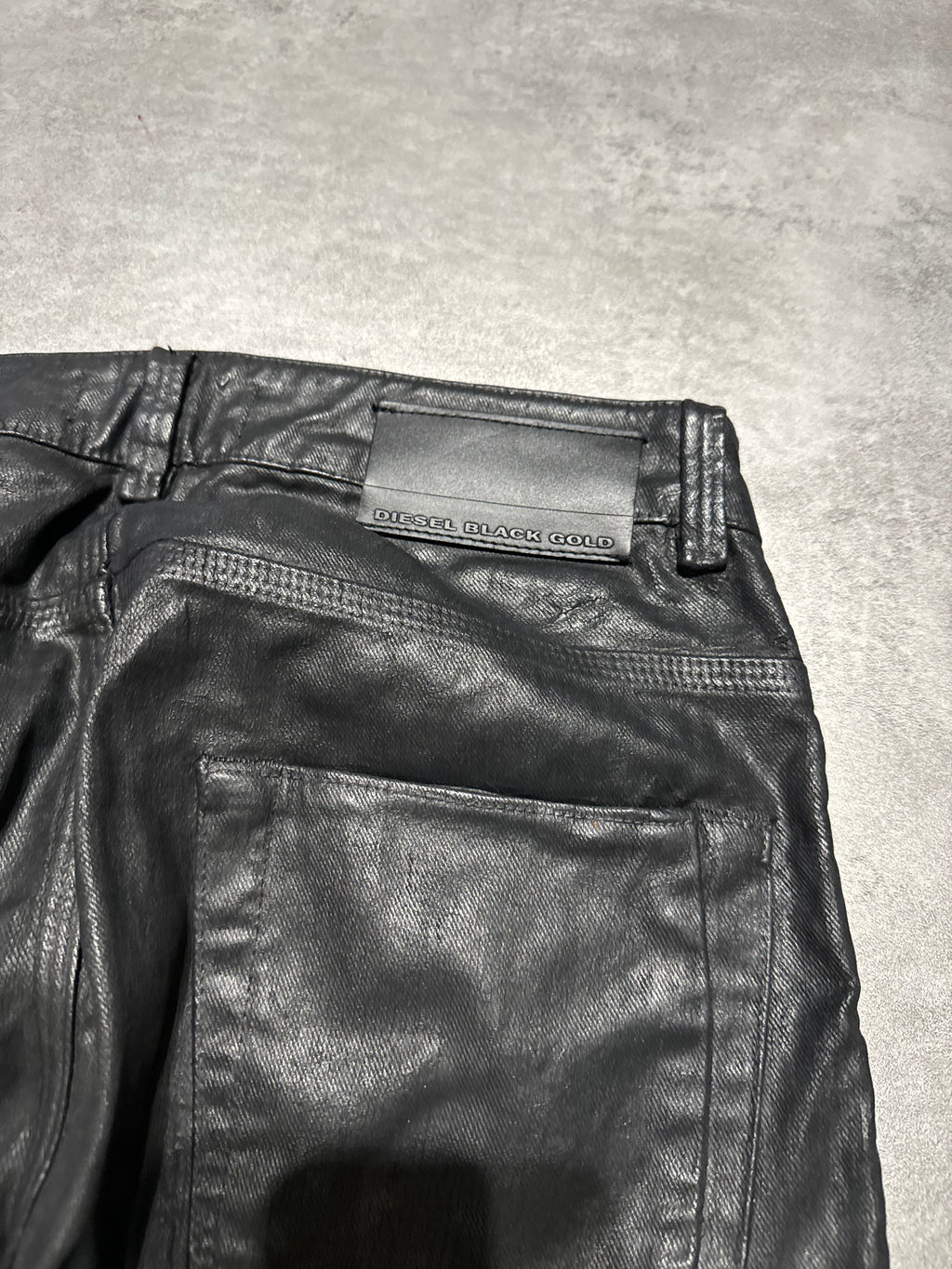 Diesel Black Gold Black Waxed Denim Slim Pants