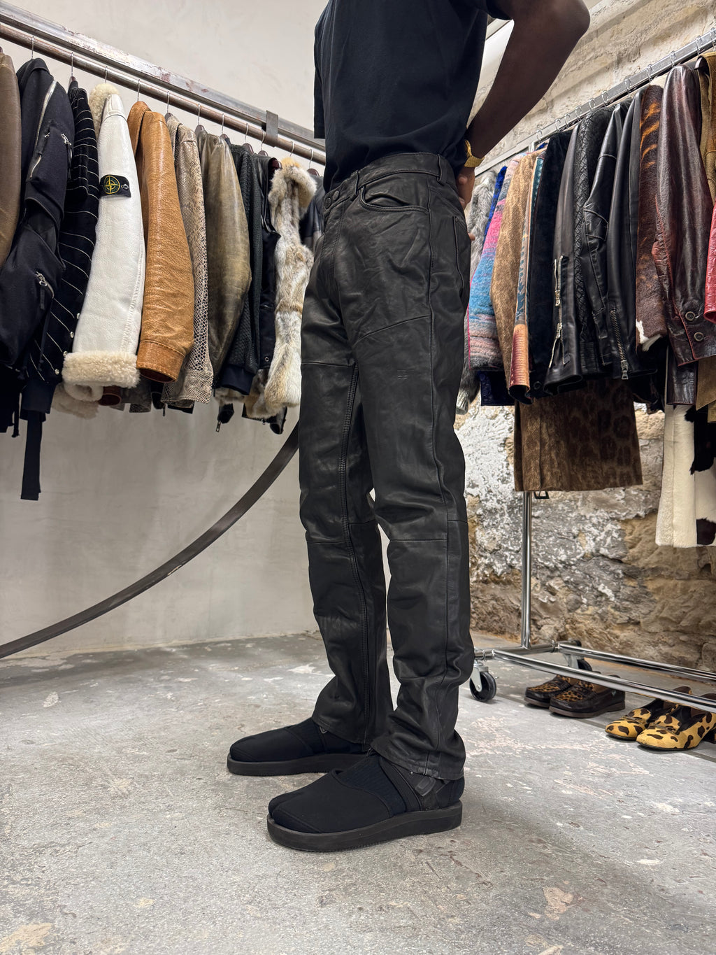 Dainese Black Moto Biker Leather Pants