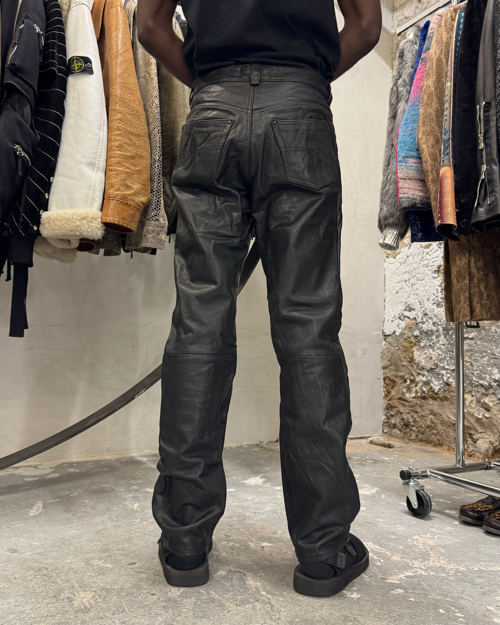 Dainese Black Moto Biker Leather Pants