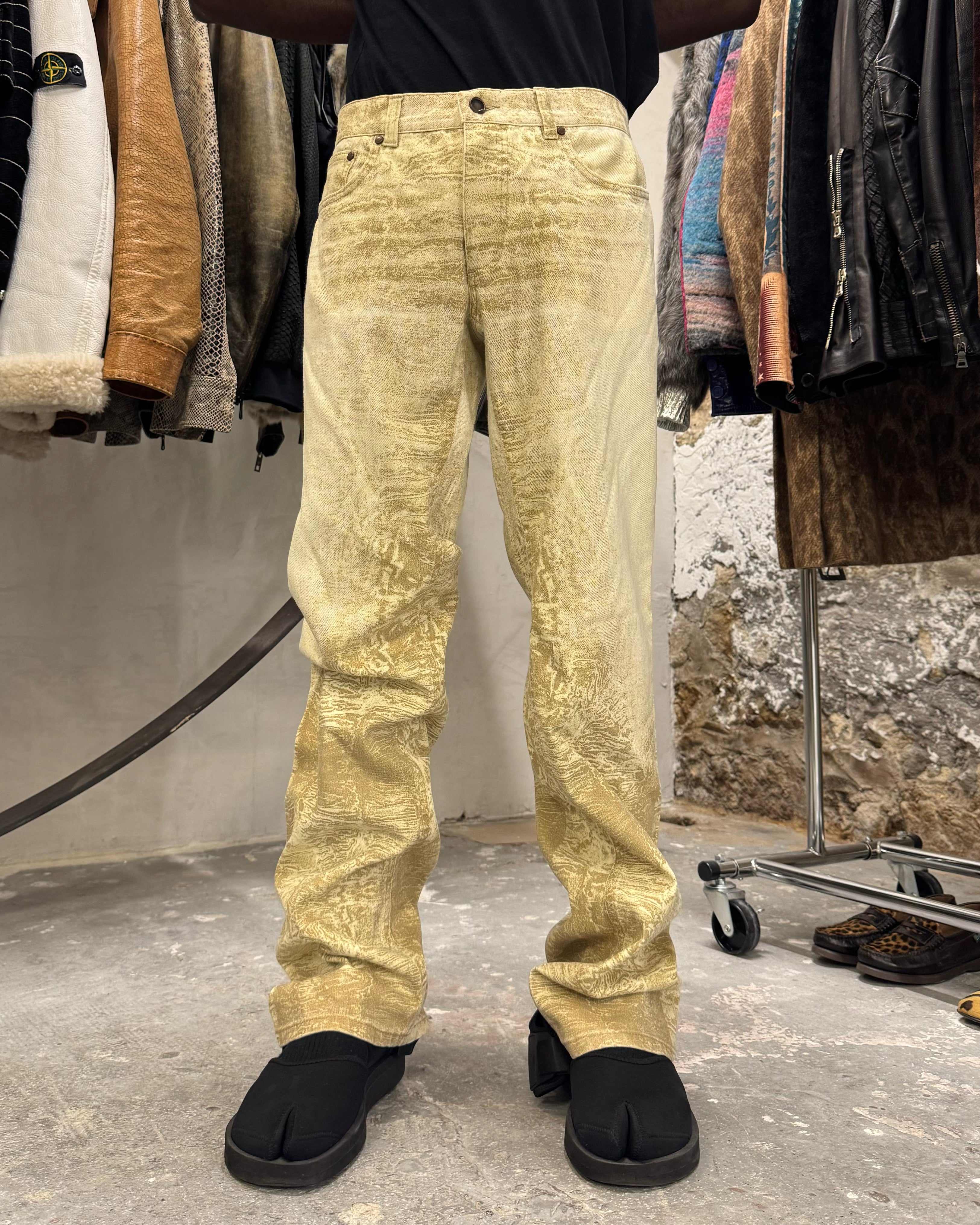 AW2002 Roberto Cavalli Creamy Fossil Erosion Pants