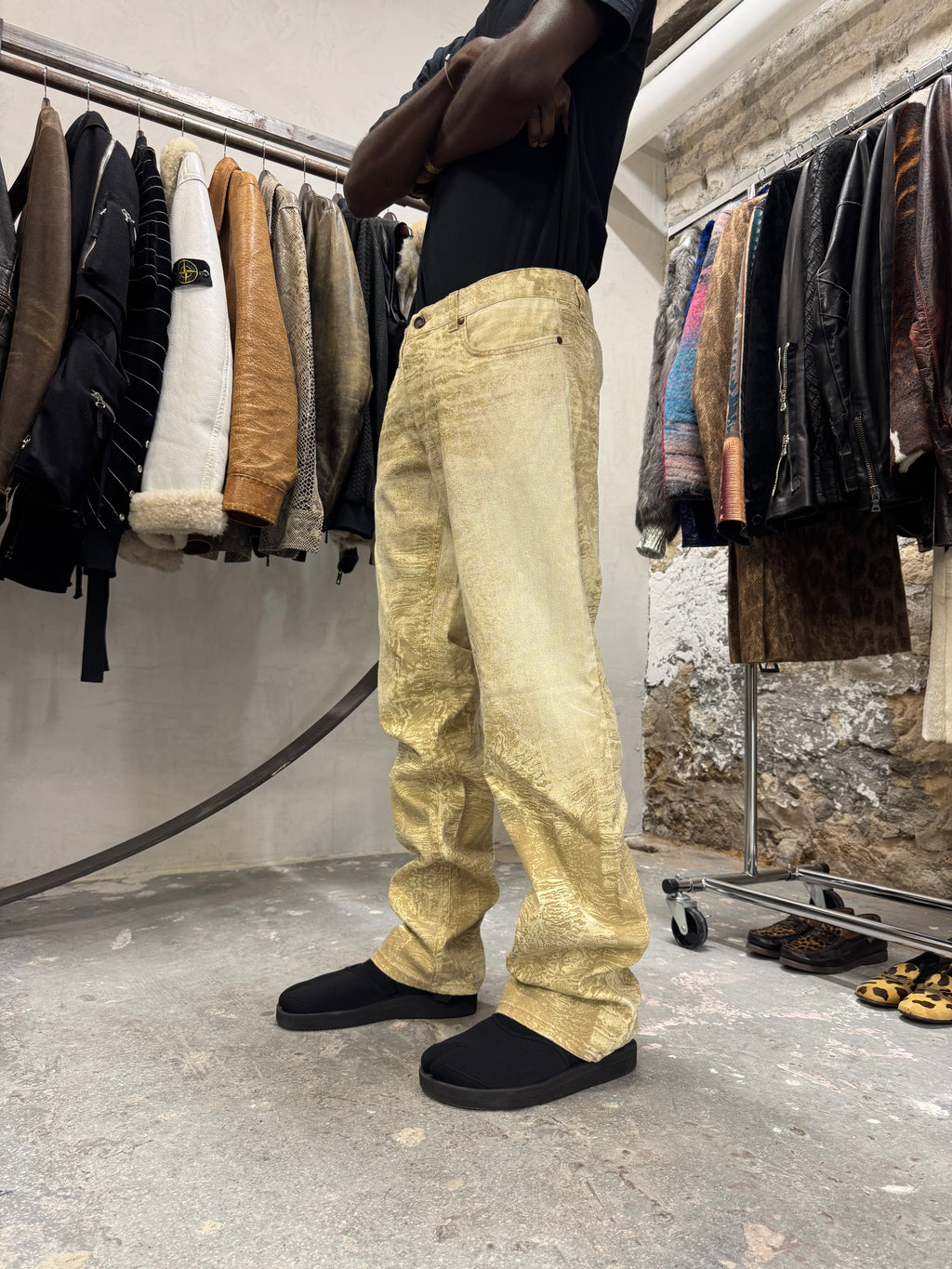 AW2002 Roberto Cavalli Creamy Fossil Erosion Pants