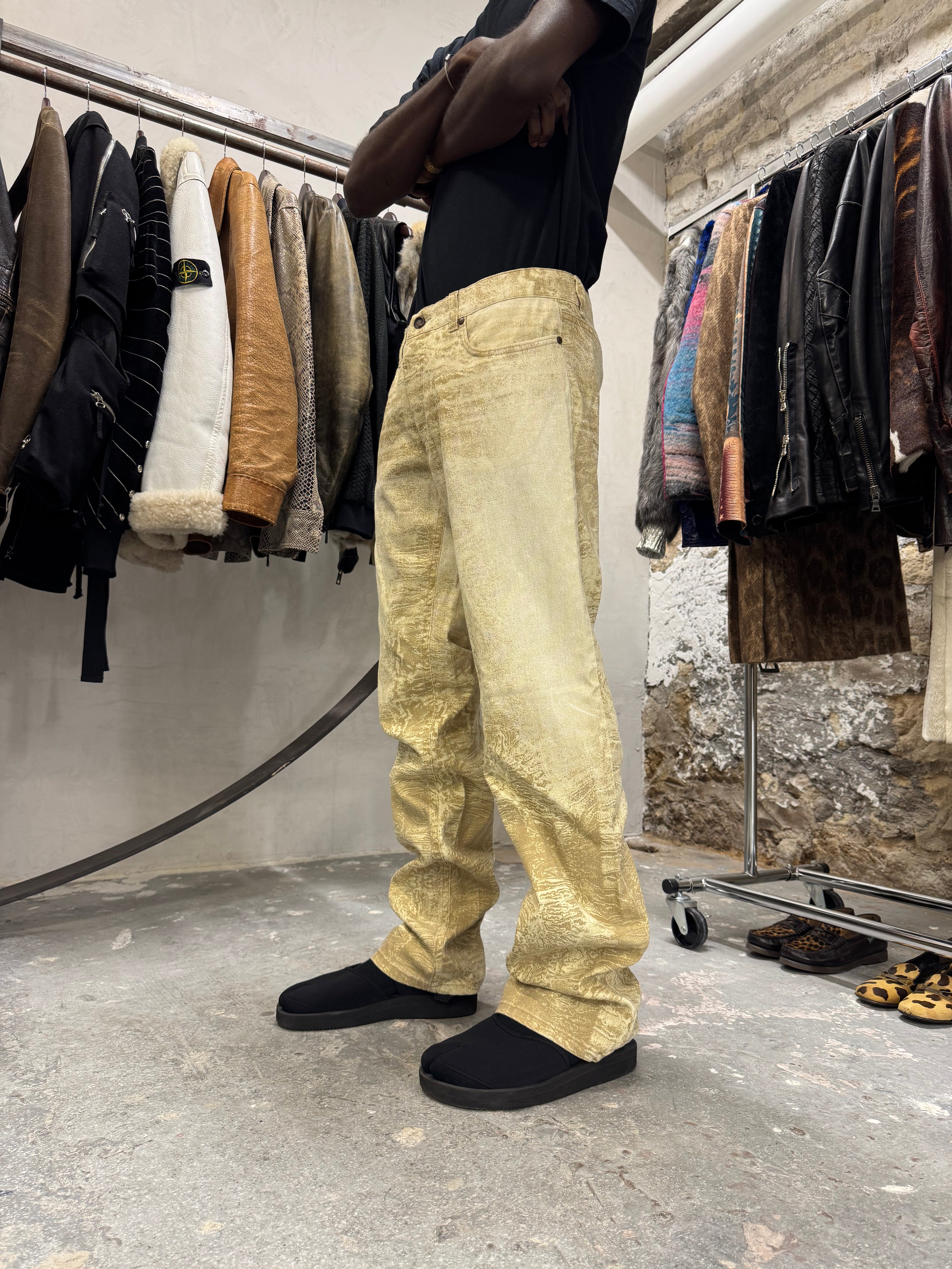 AW2002 Roberto Cavalli Creamy Fossil Erosion Pants