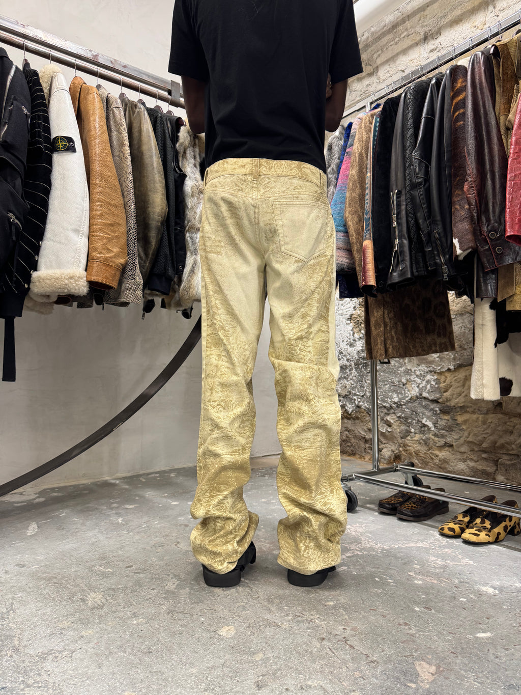 AW2002 Roberto Cavalli Creamy Fossil Erosion Pants