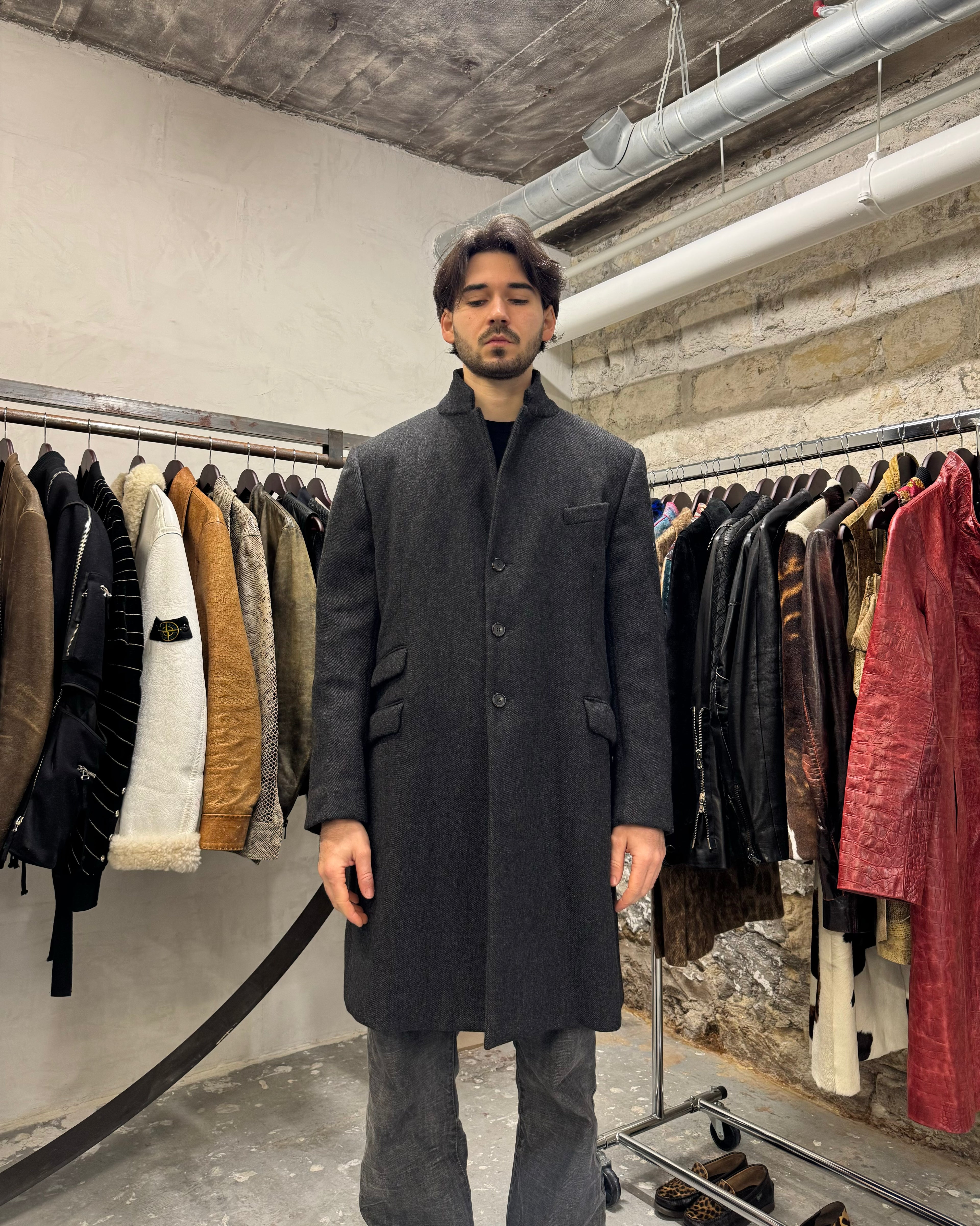 FW1998 Prada Italian Grey Wool Imperial Trench Coat